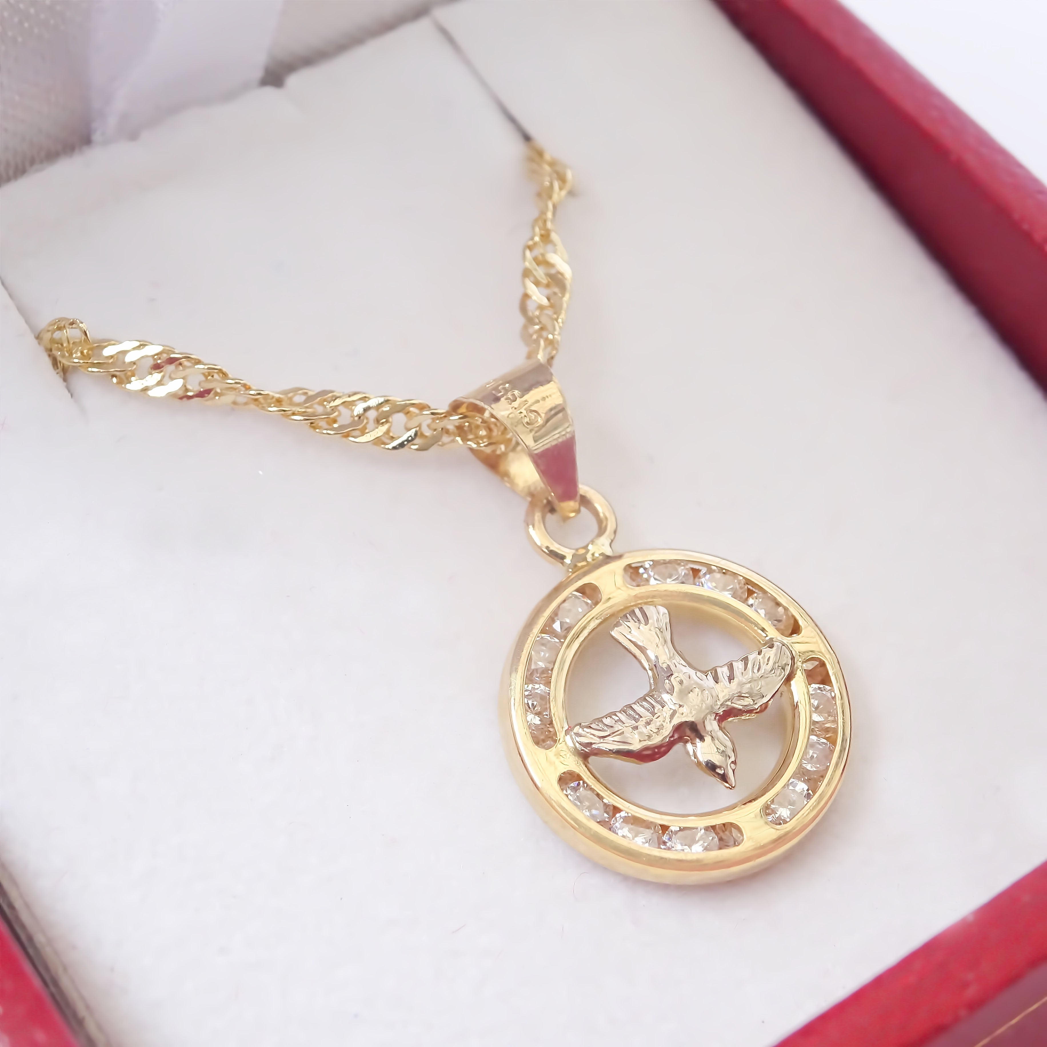 Amor Eterno - Dije Medalla Espíritu Santo Chico 10k + Cadena de Regalo