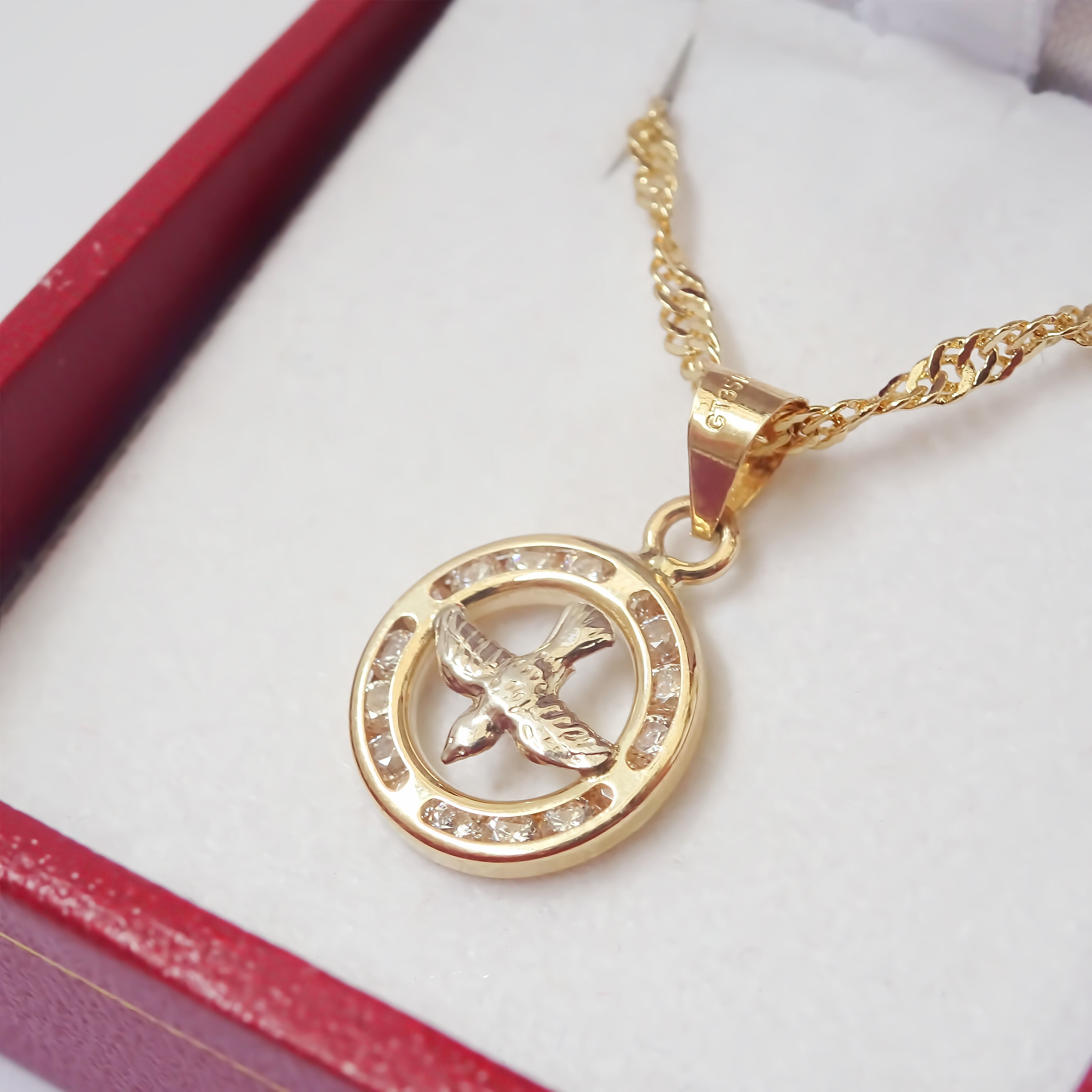 Amor Eterno - Dije Medalla Espíritu Santo Chico 10k + Cadena de Regalo