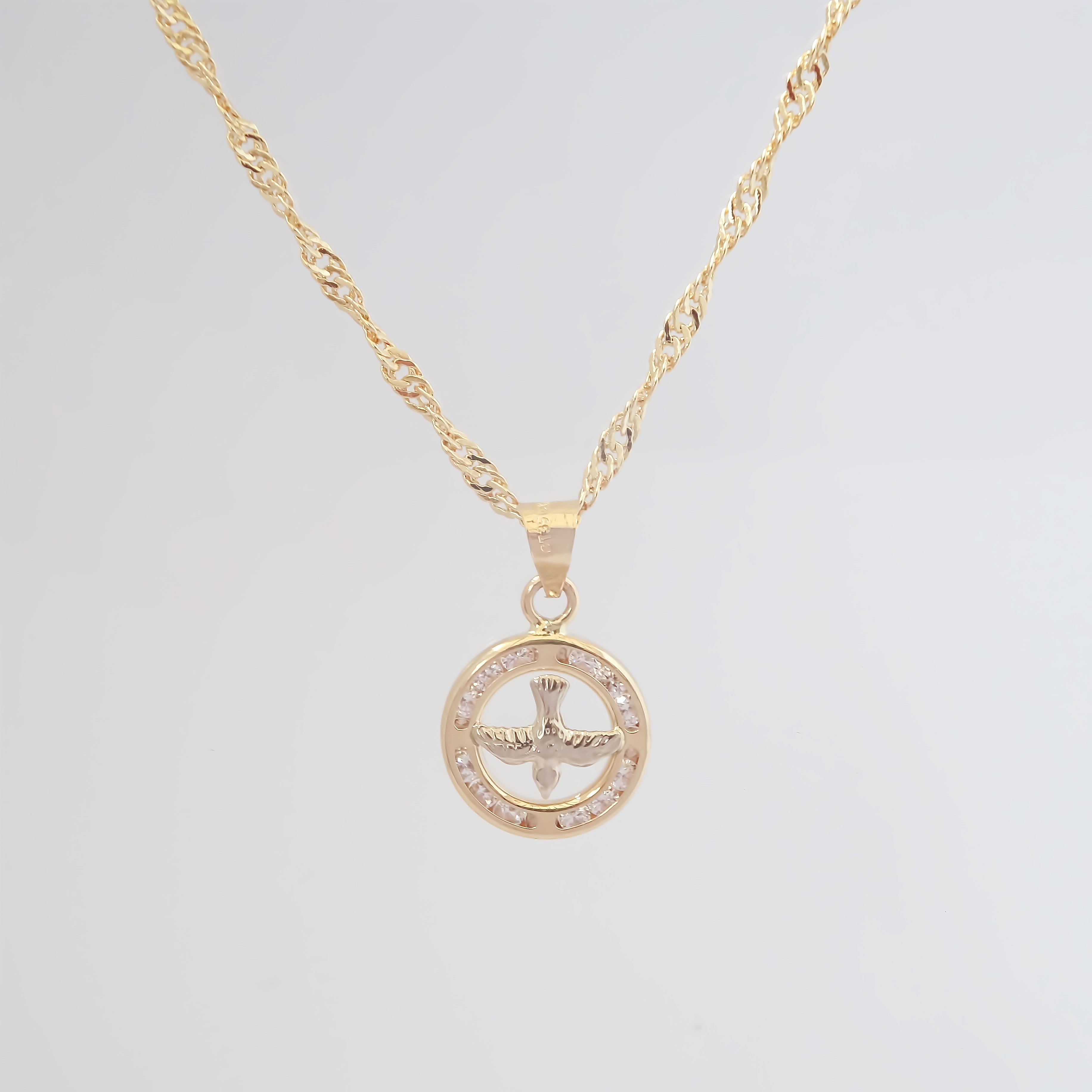 Amor Eterno - Dije Medalla Espíritu Santo Chico 10k + Cadena de Regalo
