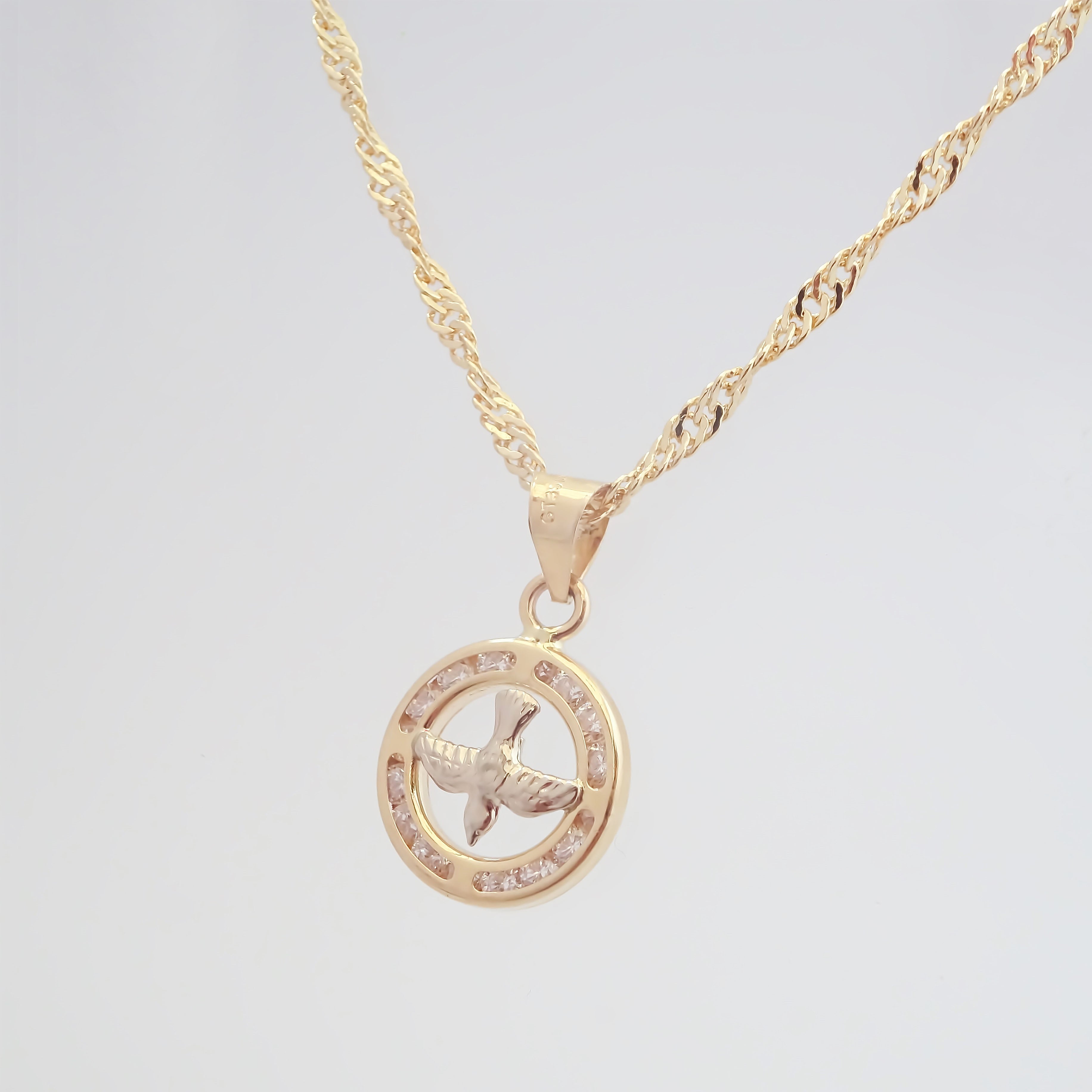 Amor Eterno - Dije Medalla Espíritu Santo Chico 10k + Cadena de Regalo