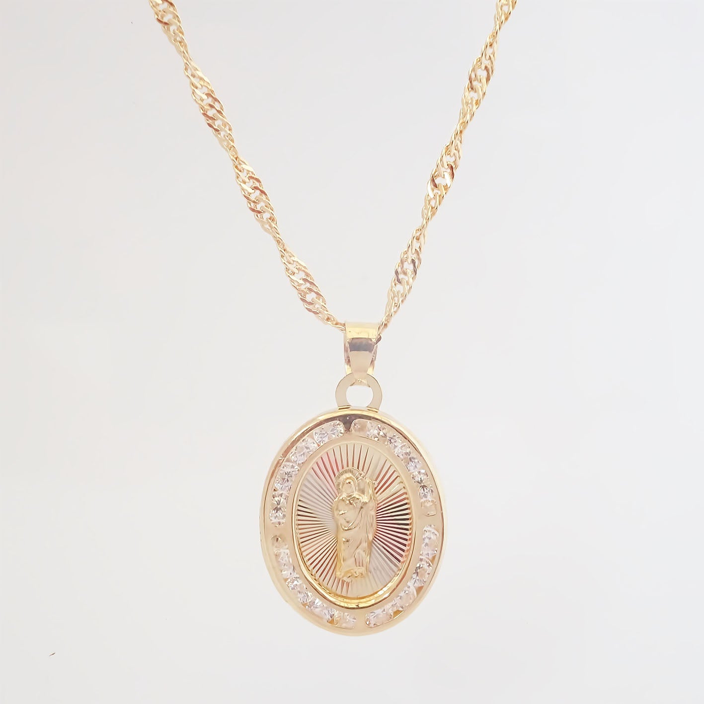 Amor Eterno - Dije San Judas Tadeo 3 Oros 10k Cadena Regalo / Ovalada