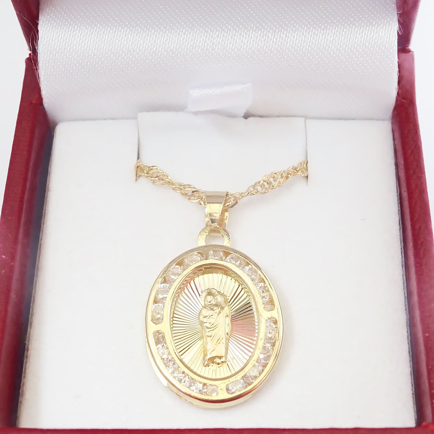 Amor Eterno - Dije San Judas Tadeo 3 Oros 10k Cadena Regalo / Ovalada