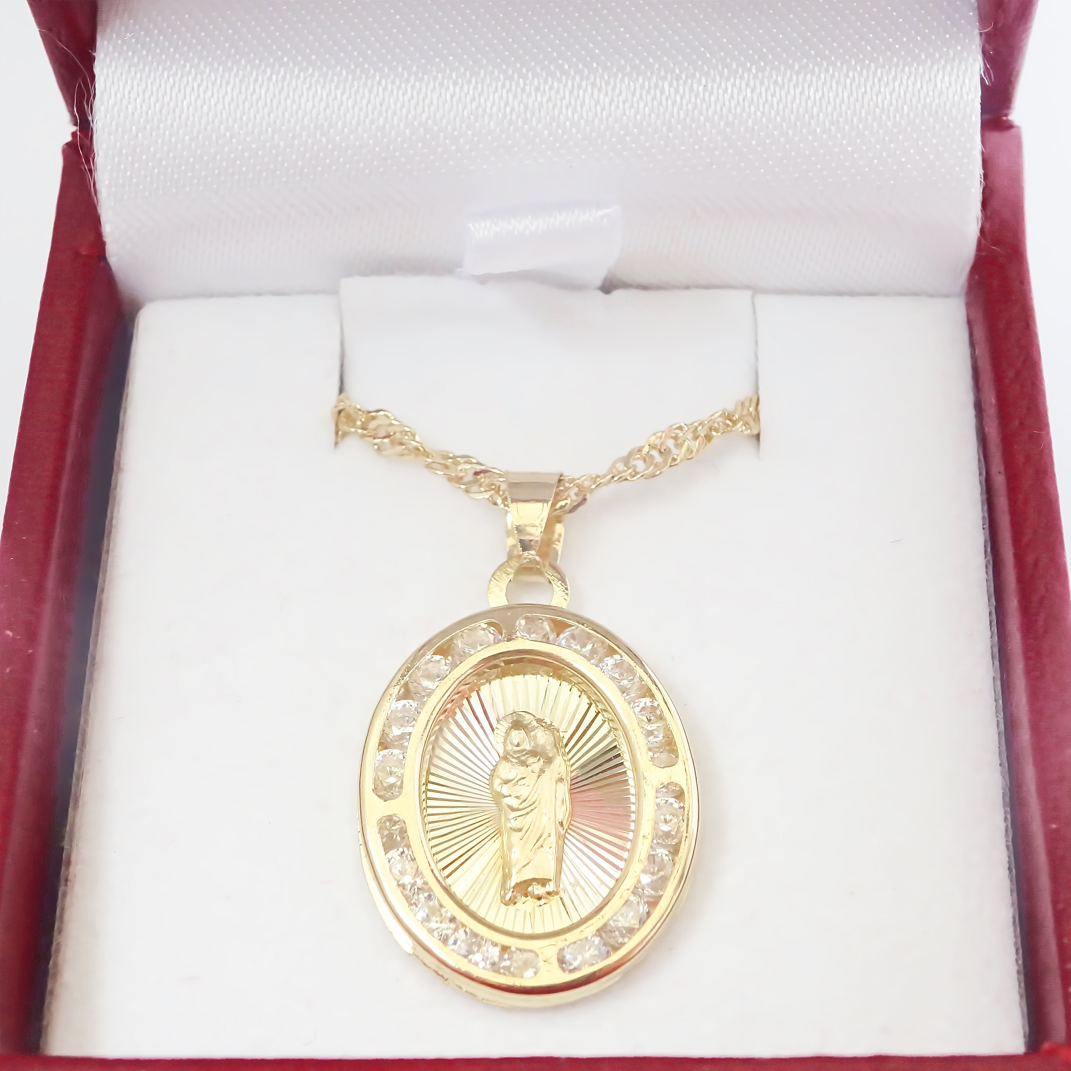 Amor Eterno - Dije San Judas Tadeo 3 Oros 10k Cadena Regalo / Ovalada