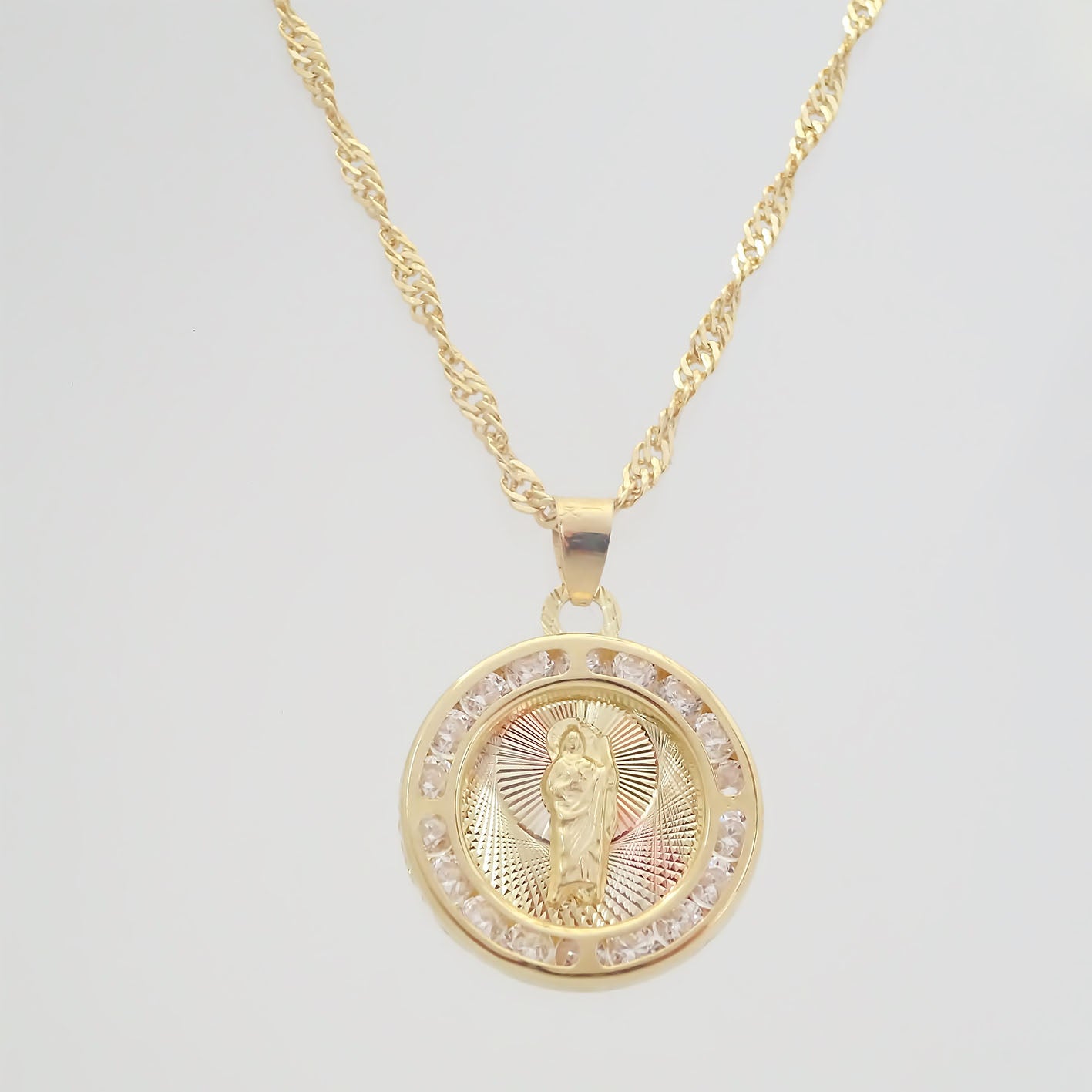 Amor Eterno - Dije San Judas Tadeo 3 Oros 10k Cadena Regalo / Circular