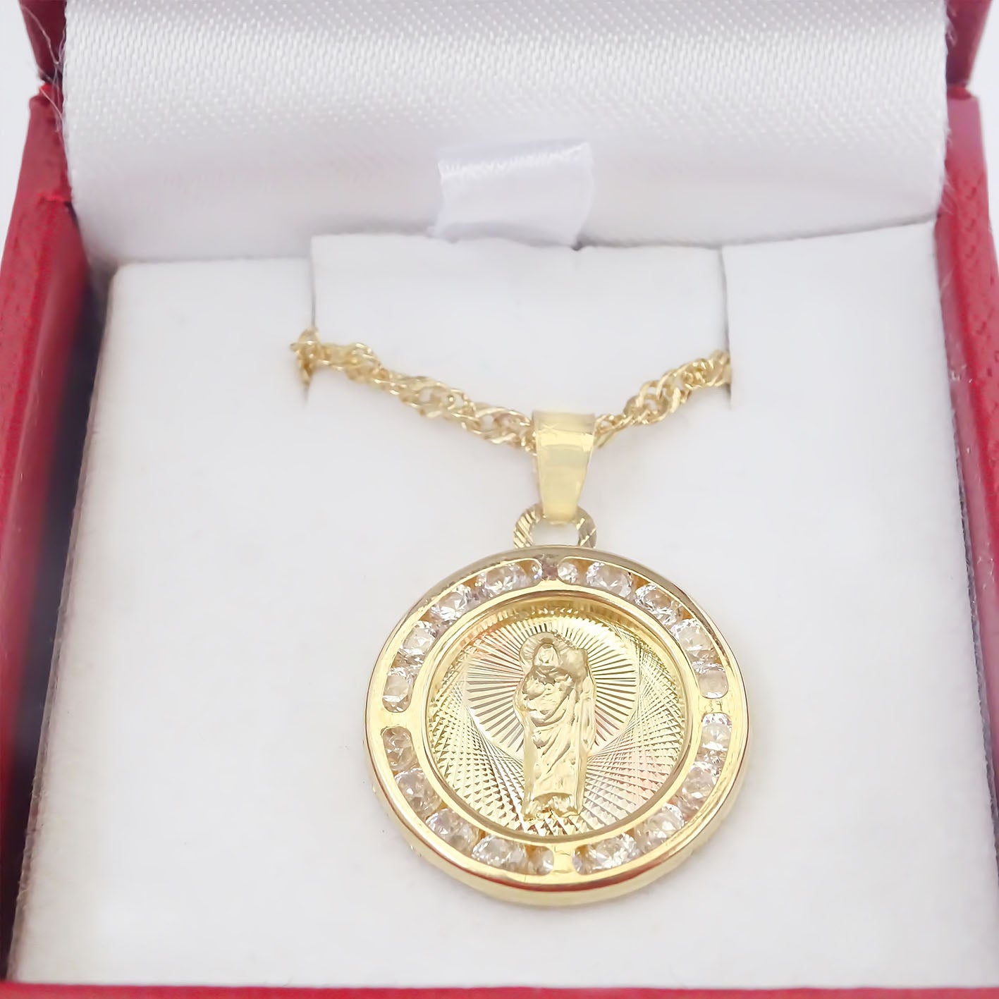 Amor Eterno - Dije San Judas Tadeo 3 Oros 10k Cadena Regalo / Circular