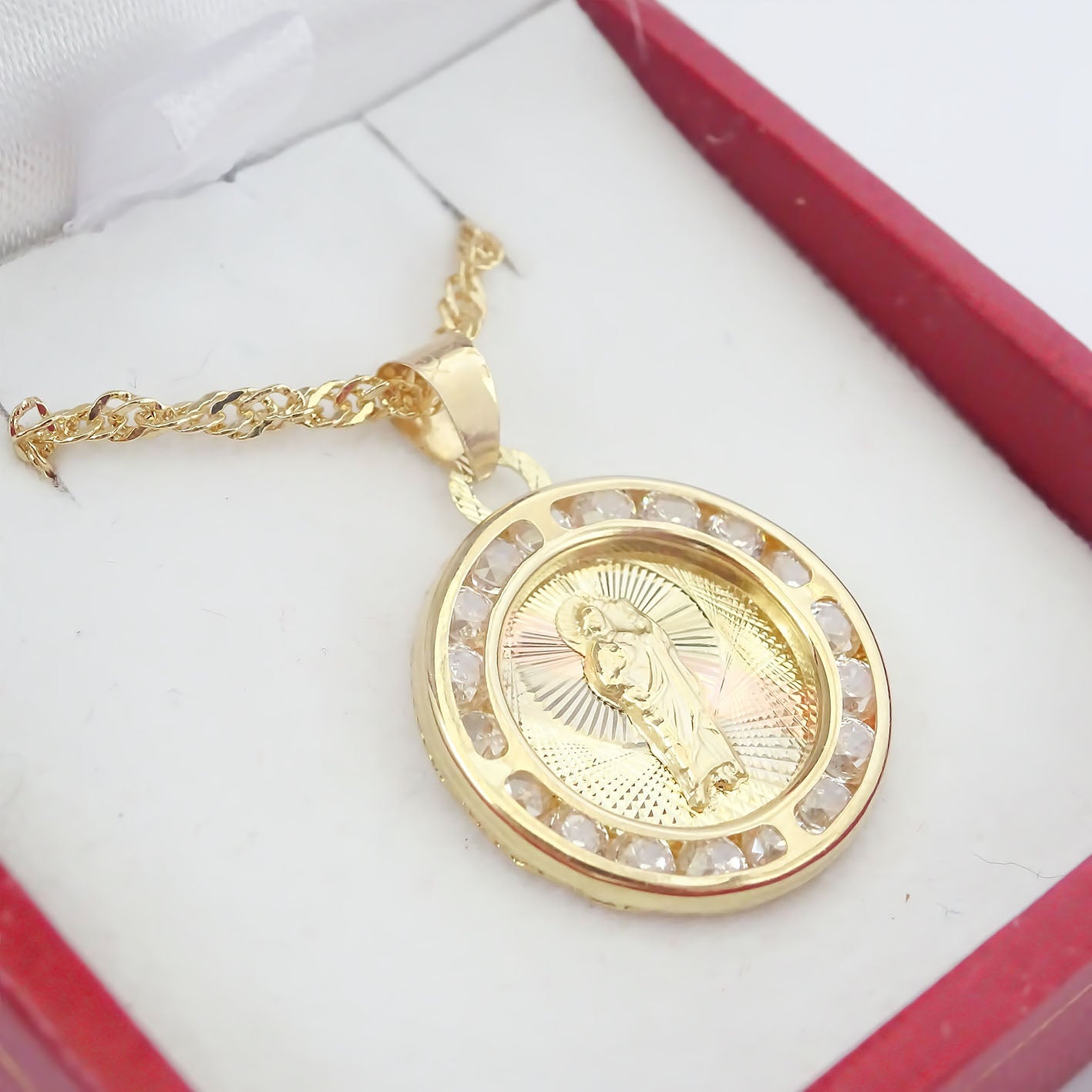 Amor Eterno - Dije San Judas Tadeo 3 Oros 10k Cadena Regalo / Circular