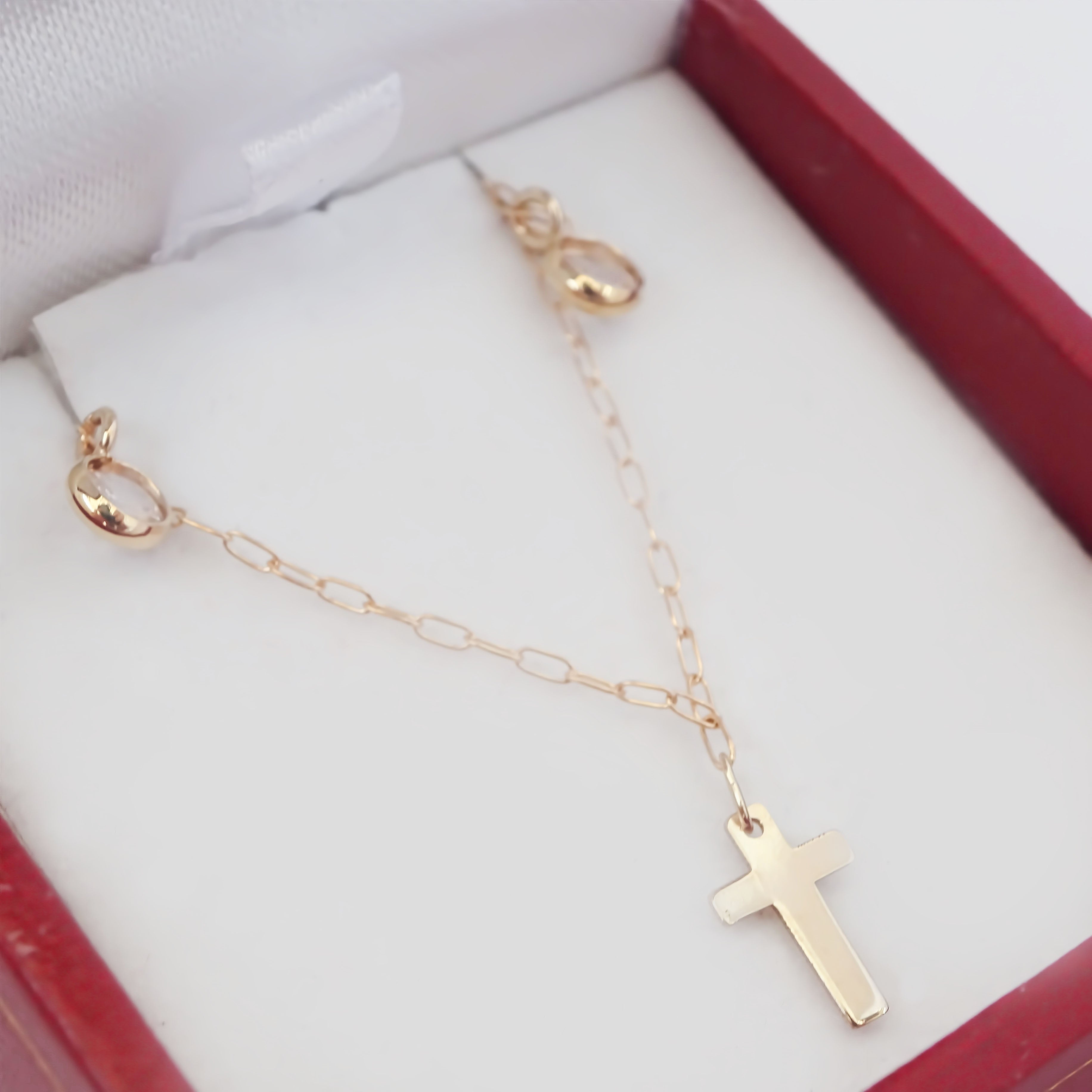 Amor Eterno - Gargantilla Cruz Diamante / Oro Sólido 10k