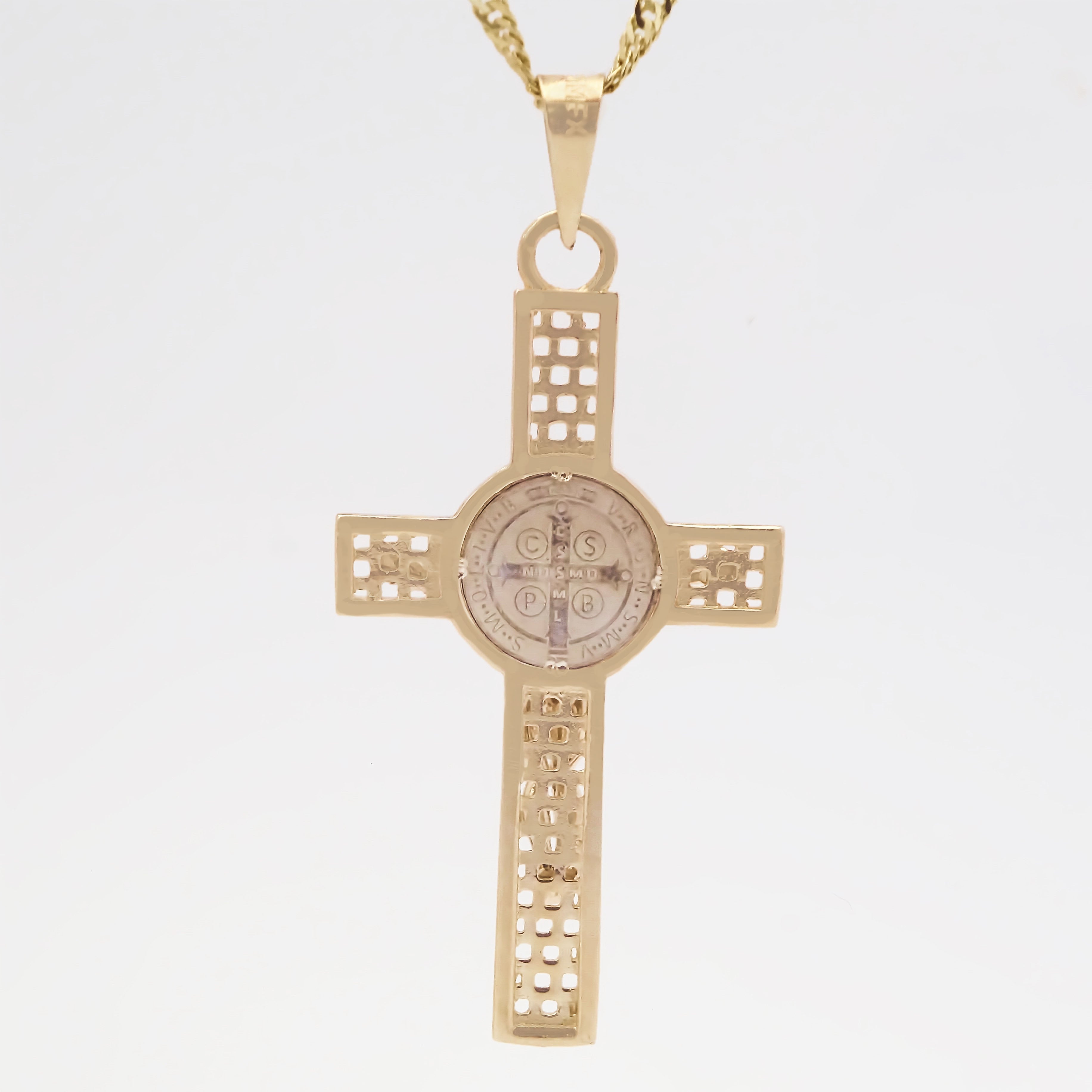 AmorEterno - Dije Cruz De San Benito En Oro 14k 4.5cm Solido