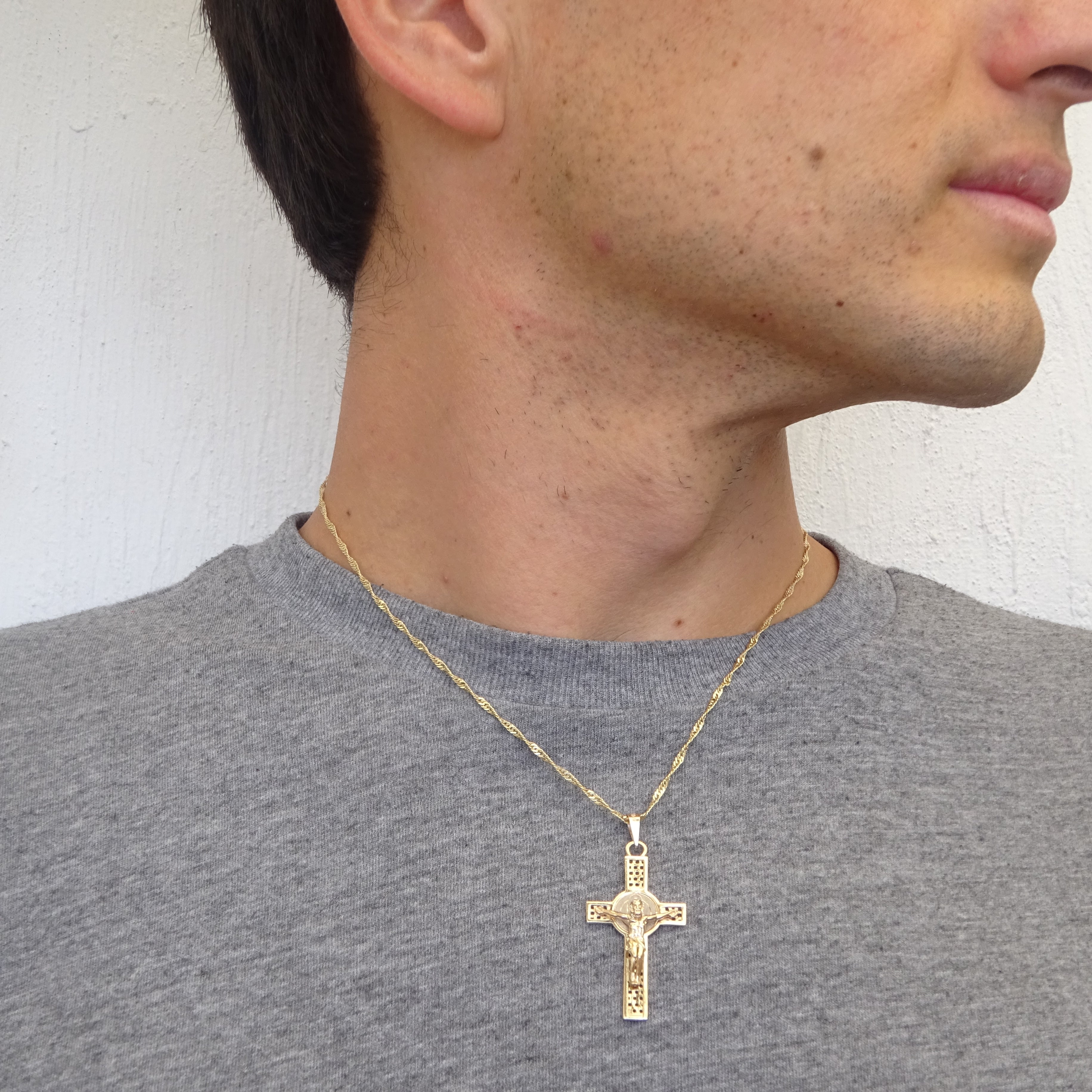 AmorEterno - Dije Cruz De San Benito En Oro 14k 4.5cm Solido