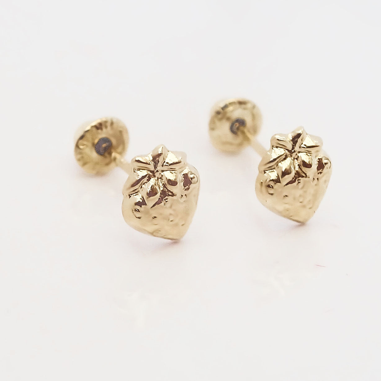 Amor Eterno - Broqueles Fresa Strawberry Bb Aretes Oro 10k