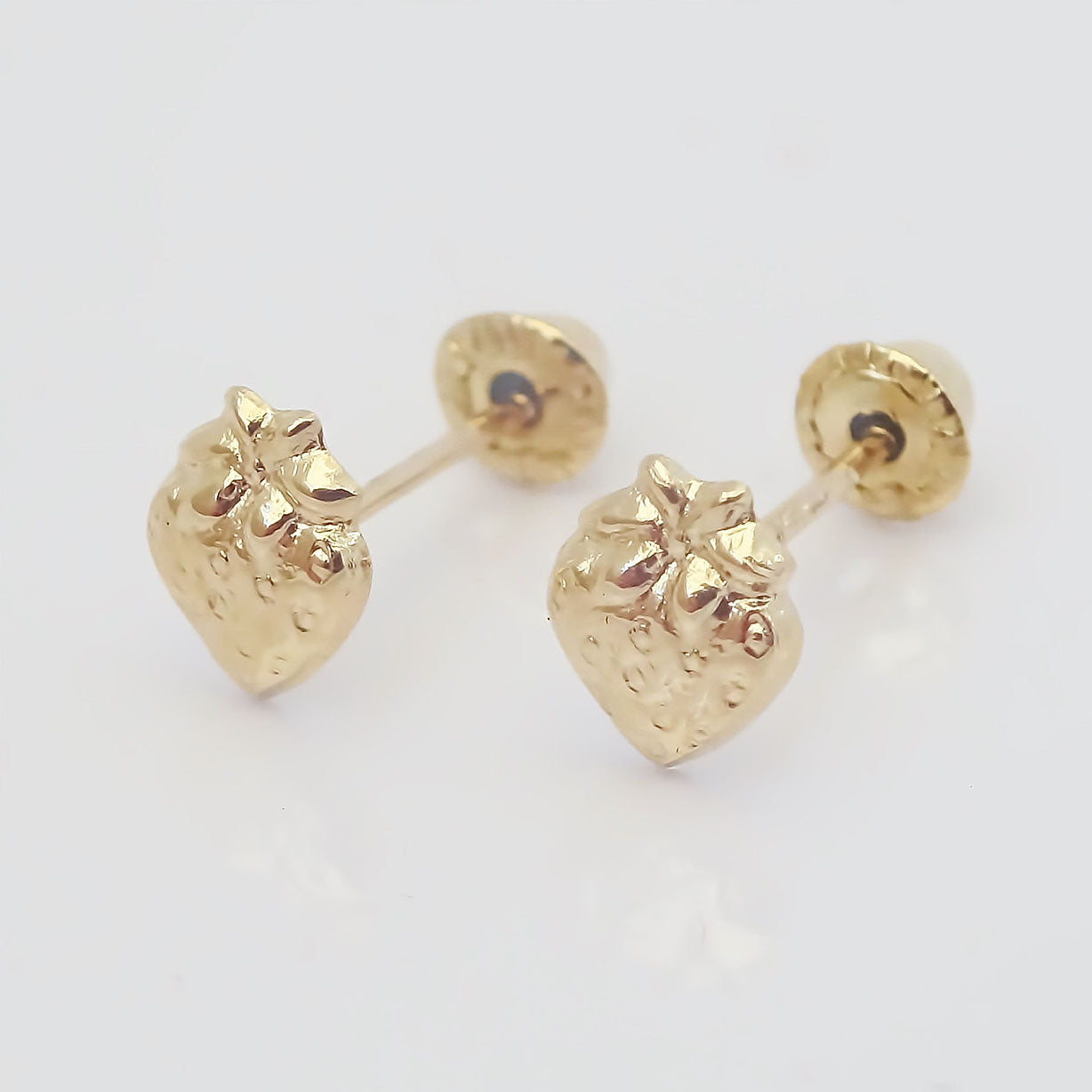Amor Eterno - Broqueles Fresa Strawberry Bb Aretes Oro 10k