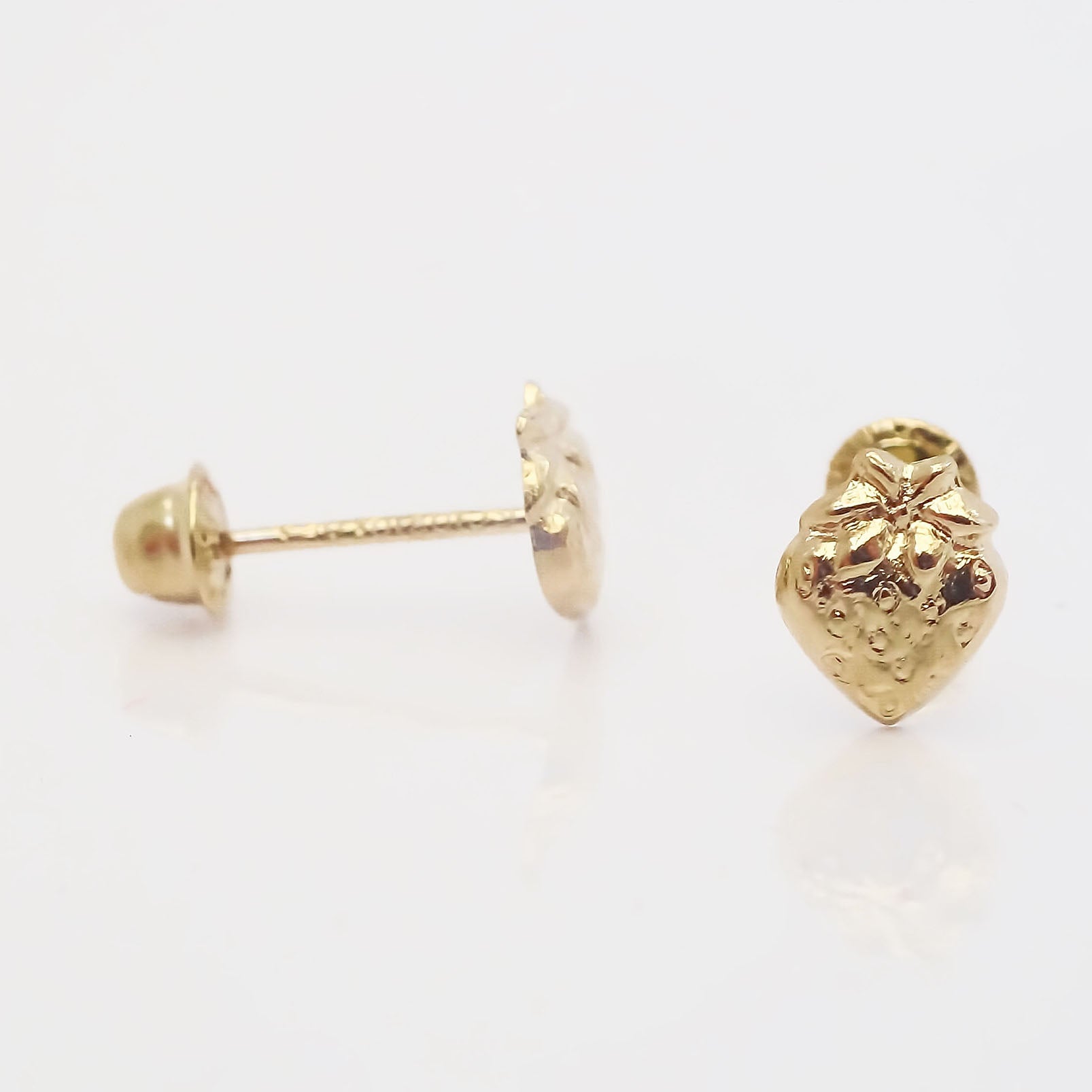 Amor Eterno - Broqueles Fresa Strawberry Bb Aretes Oro 10k