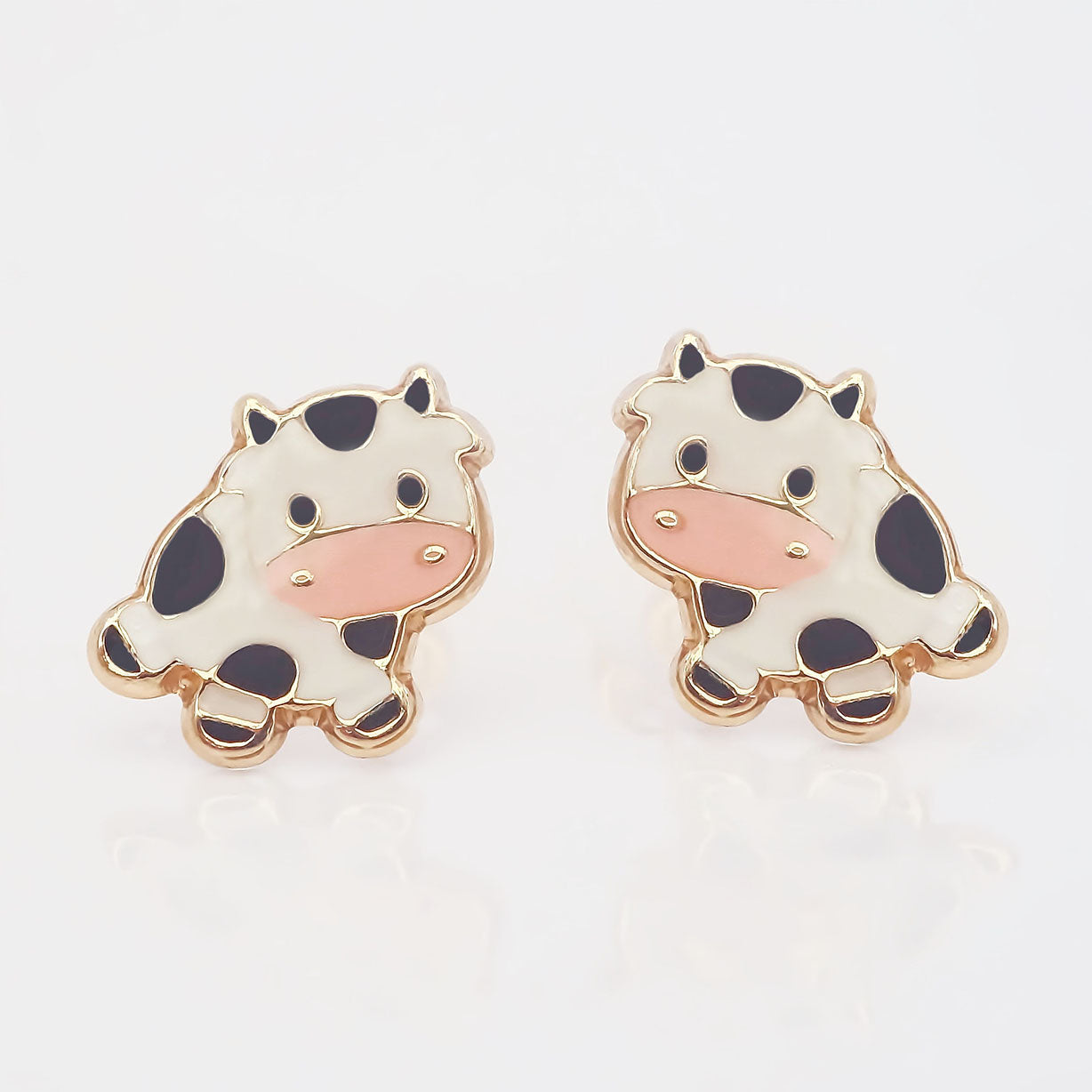 Amor Eterno - Broqueles Vaca Vaquita / Aretes Oro 10k