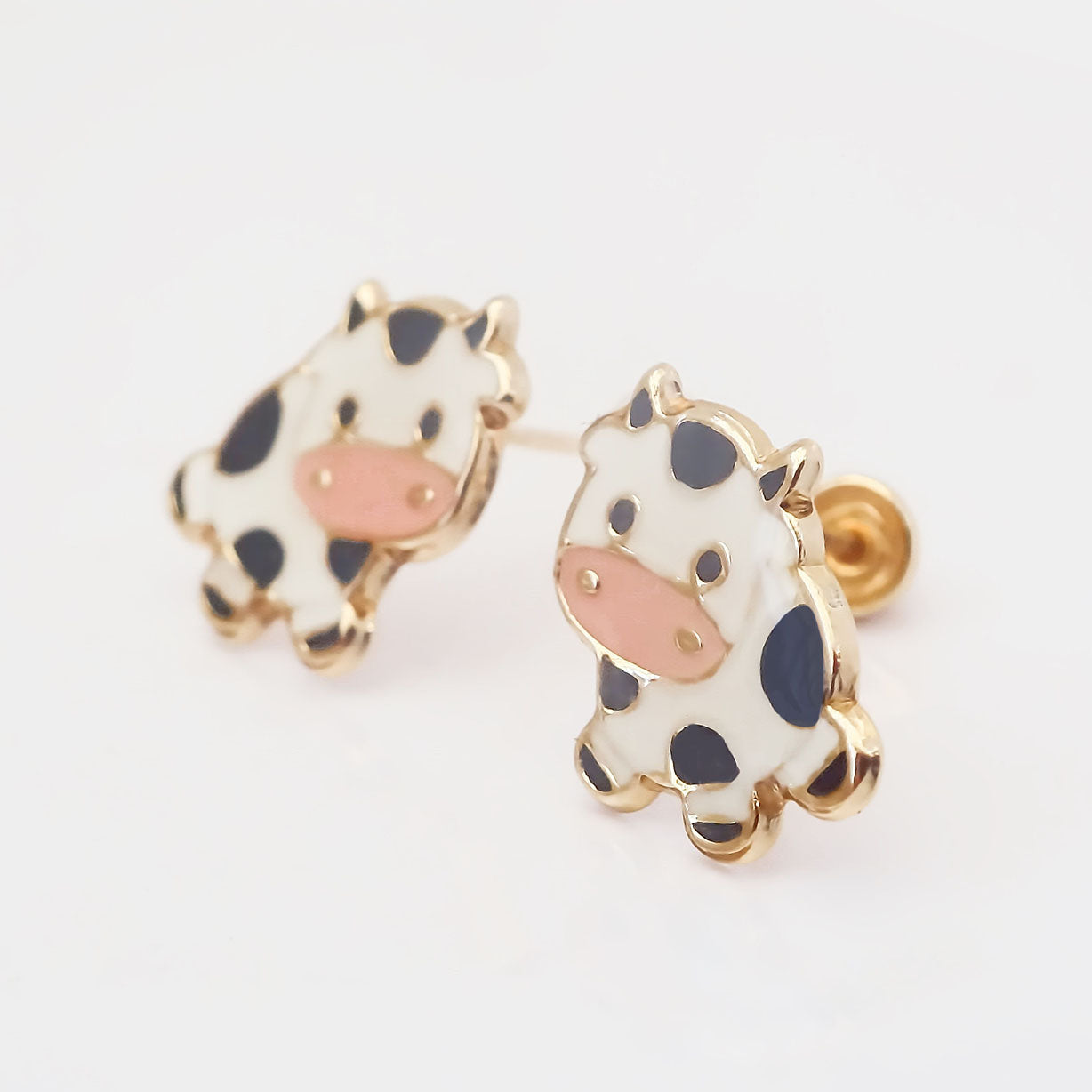 Amor Eterno - Broqueles Vaca Vaquita / Aretes Oro 10k