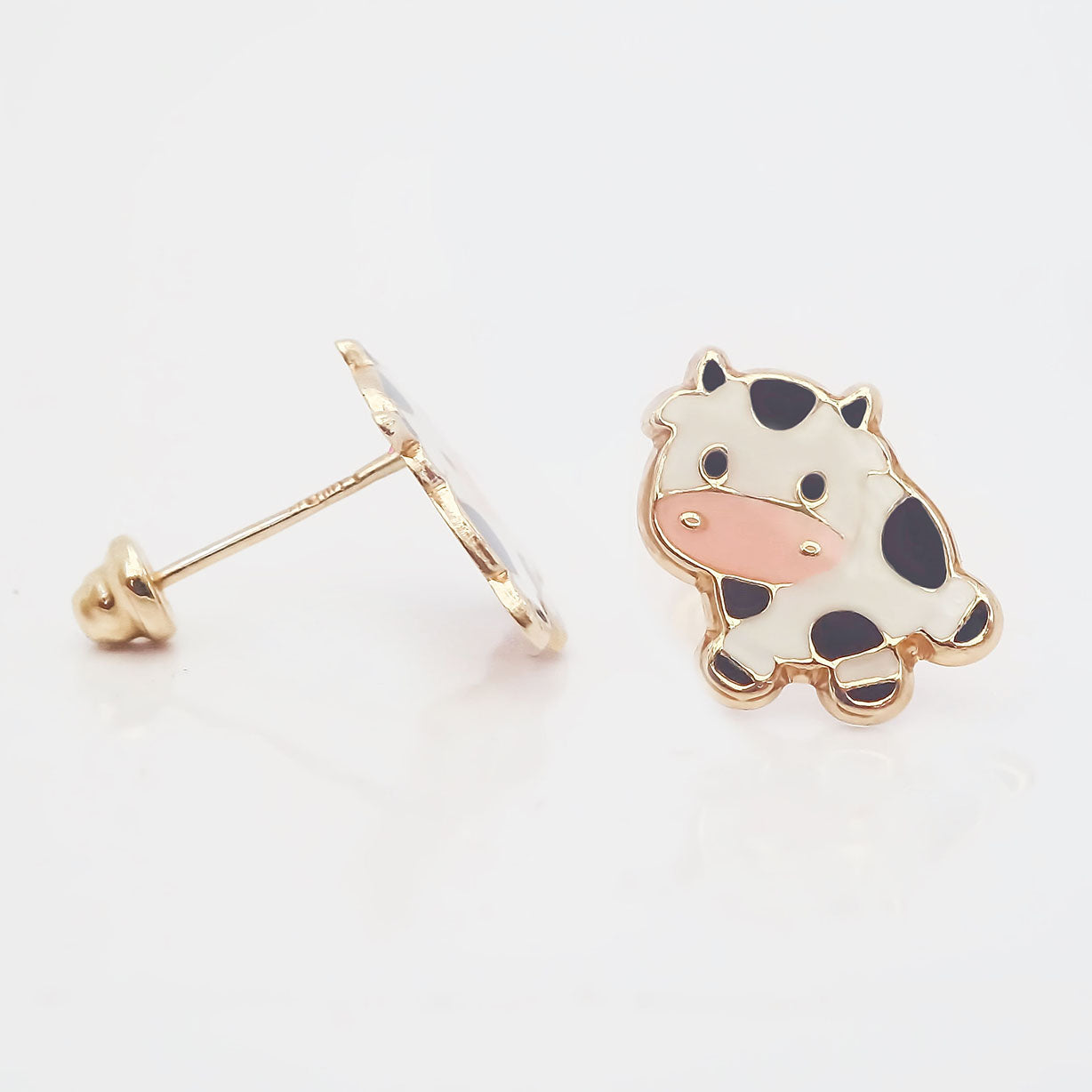 Amor Eterno - Broqueles Vaca Vaquita / Aretes Oro 10k
