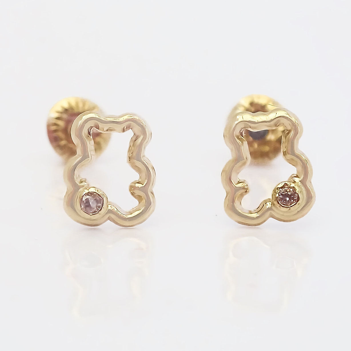 Amor Eterno - Broqueles Siluet Osito Destello Aretes Oro 10k