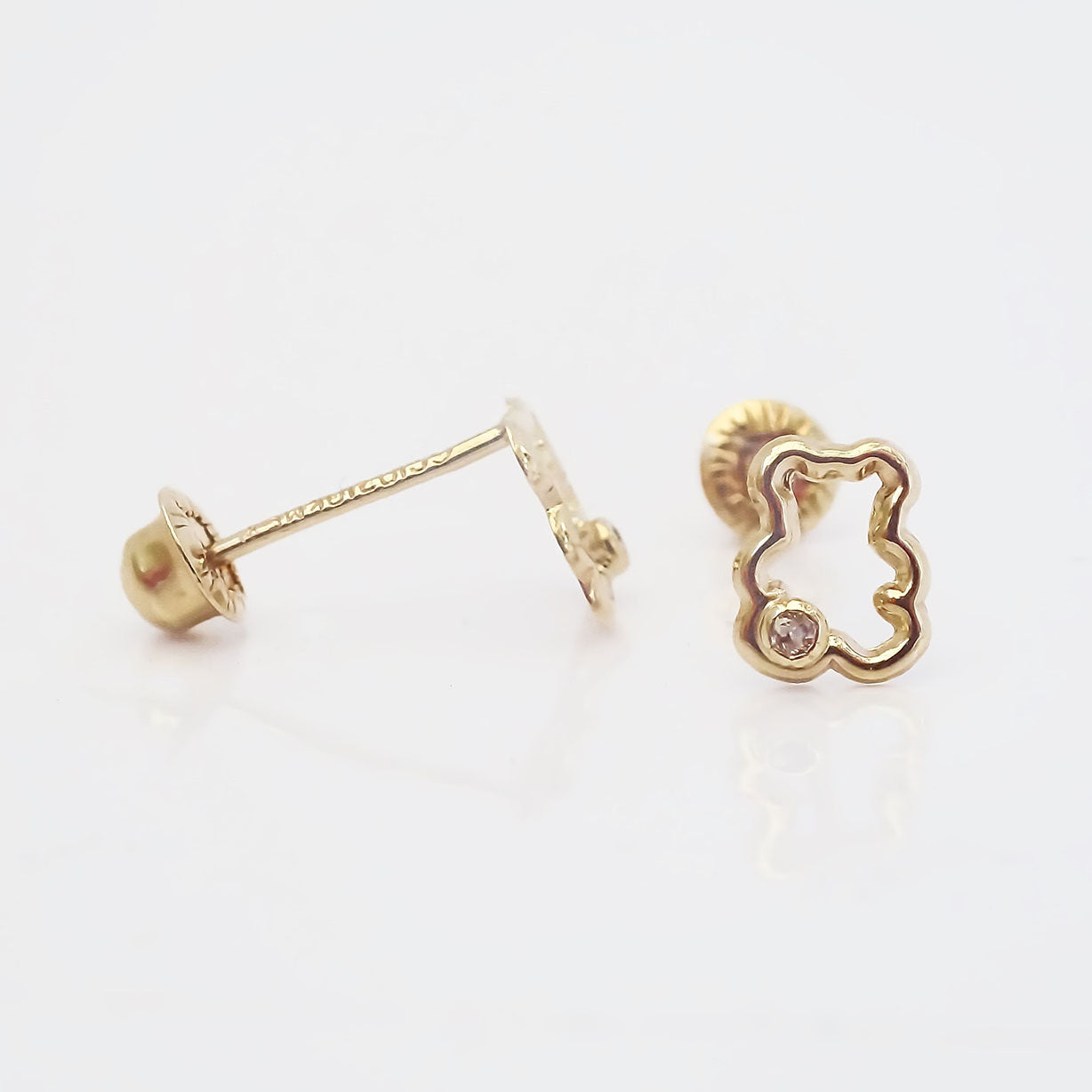 Amor Eterno - Broqueles Siluet Osito Destello Aretes Oro 10k