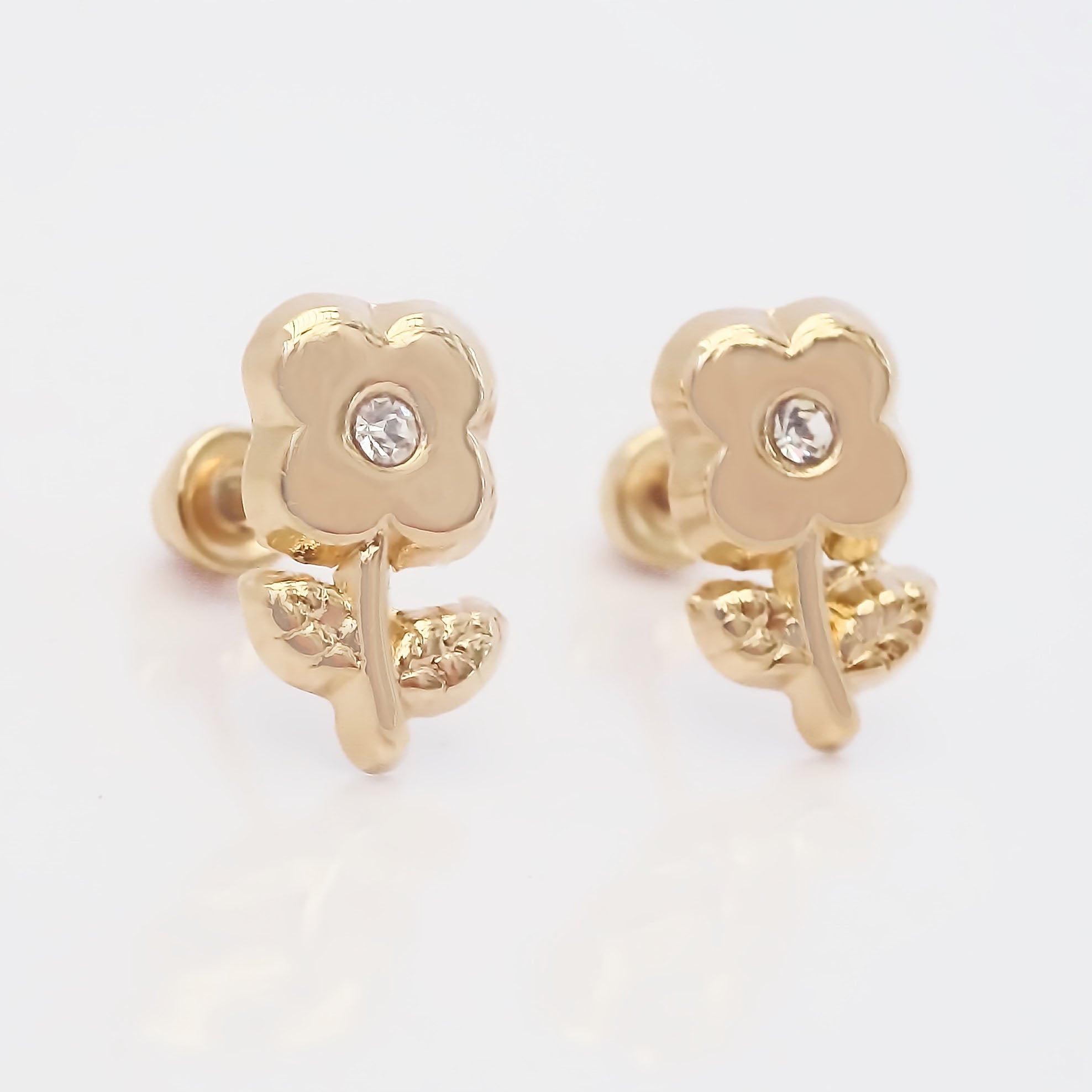 Amor Eterno - Broqueles / Flor Tierna Aretes / Oro 10k