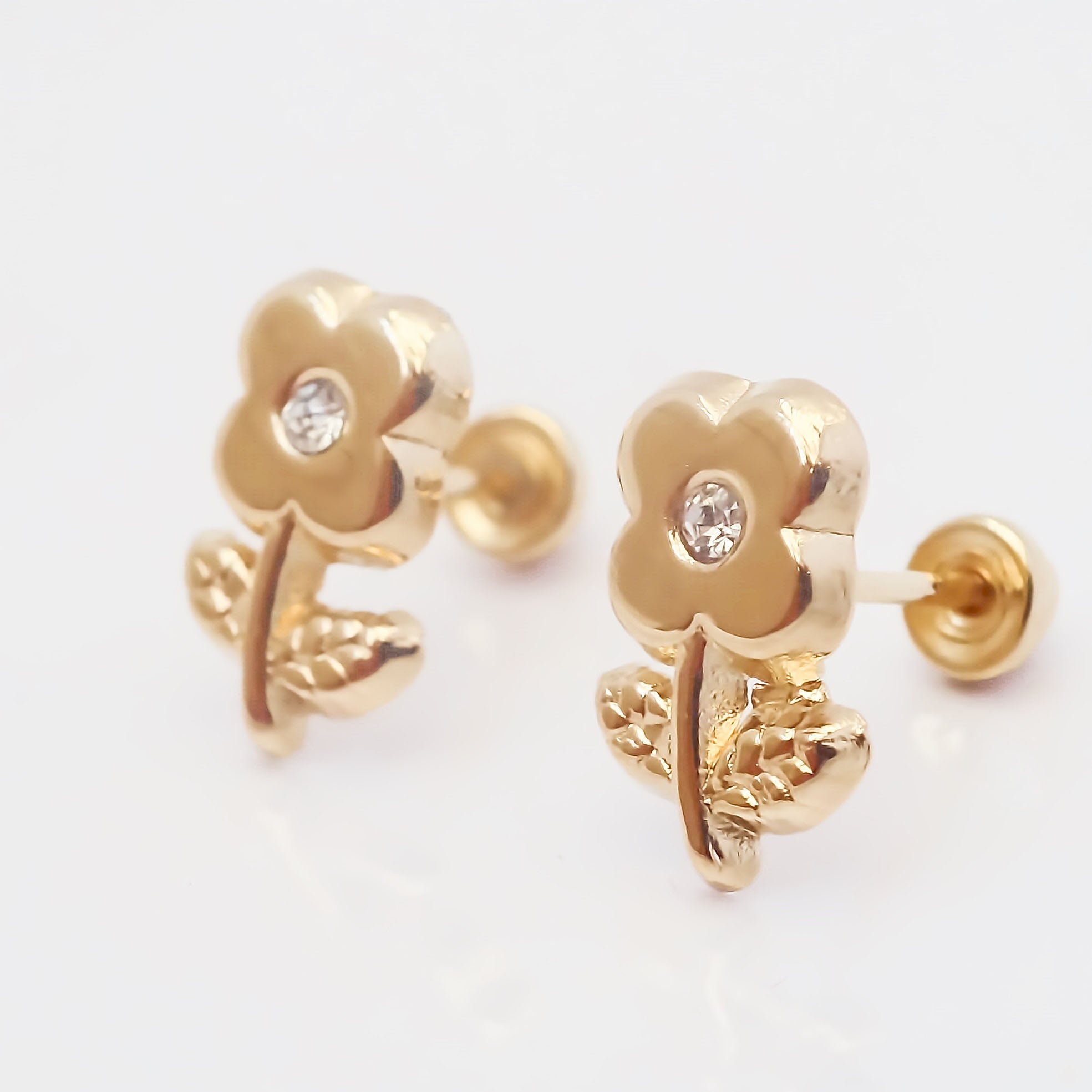Amor Eterno - Broqueles / Flor Tierna Aretes / Oro 10k