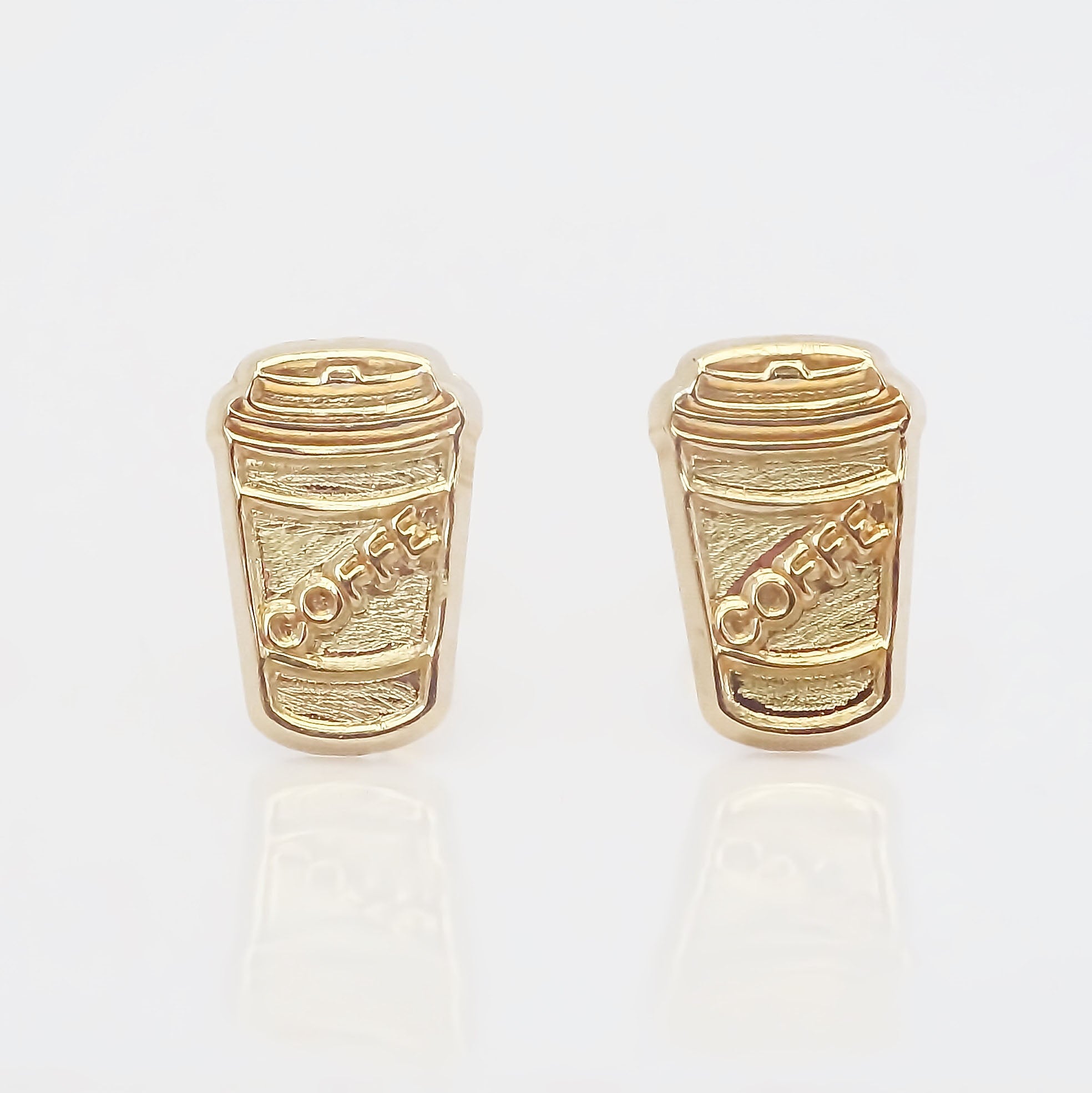 Amor Eterno - Broqueles Coffe Vaso De Café Aretes / Oro 10k