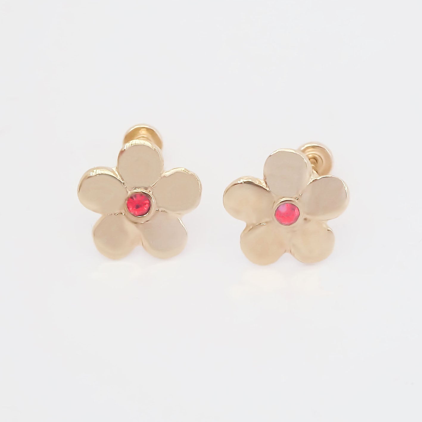 Amor Eterno - Broqueles Flor Destellito / Aretes Oro 10k