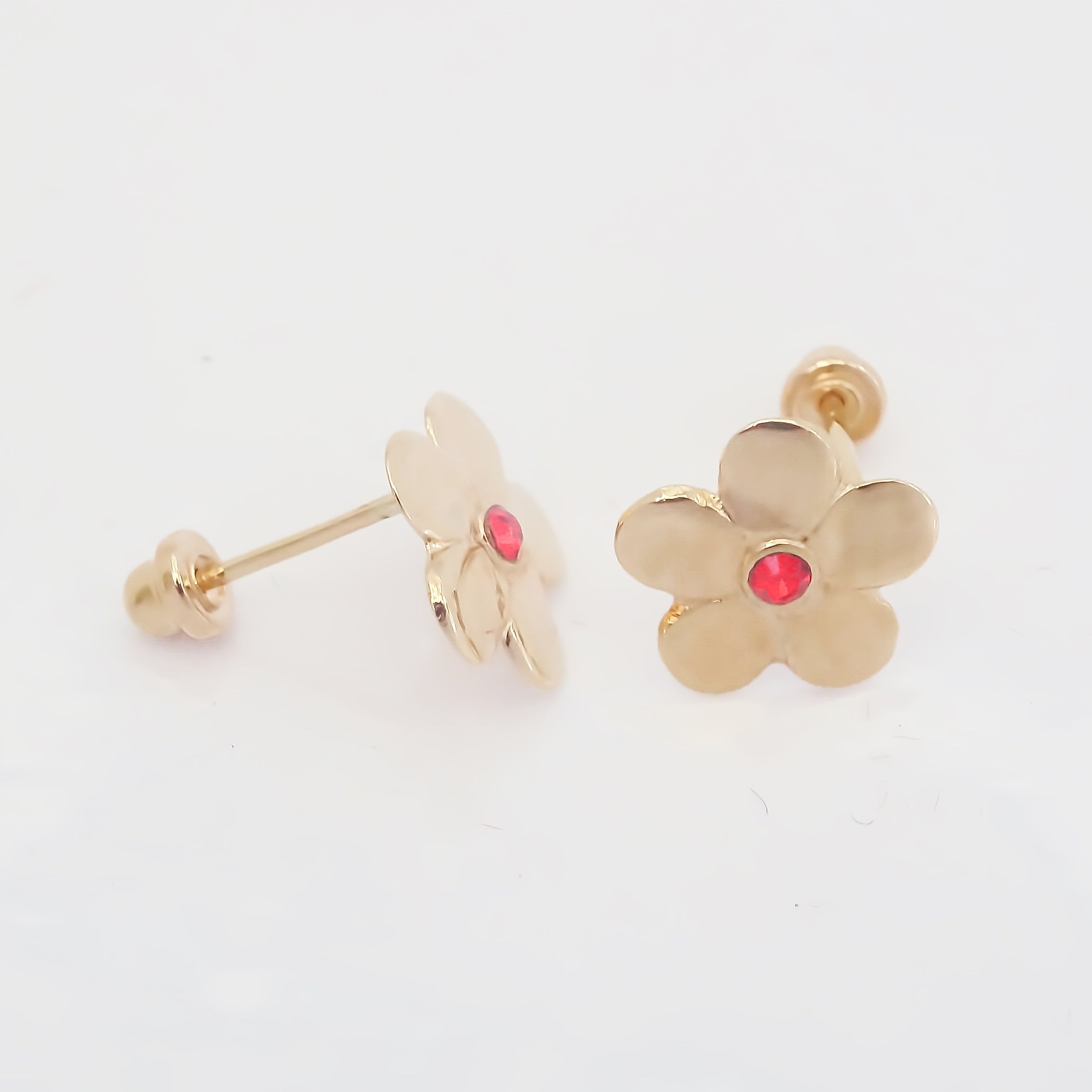 Amor Eterno - Broqueles Flor Destellito / Aretes Oro 10k