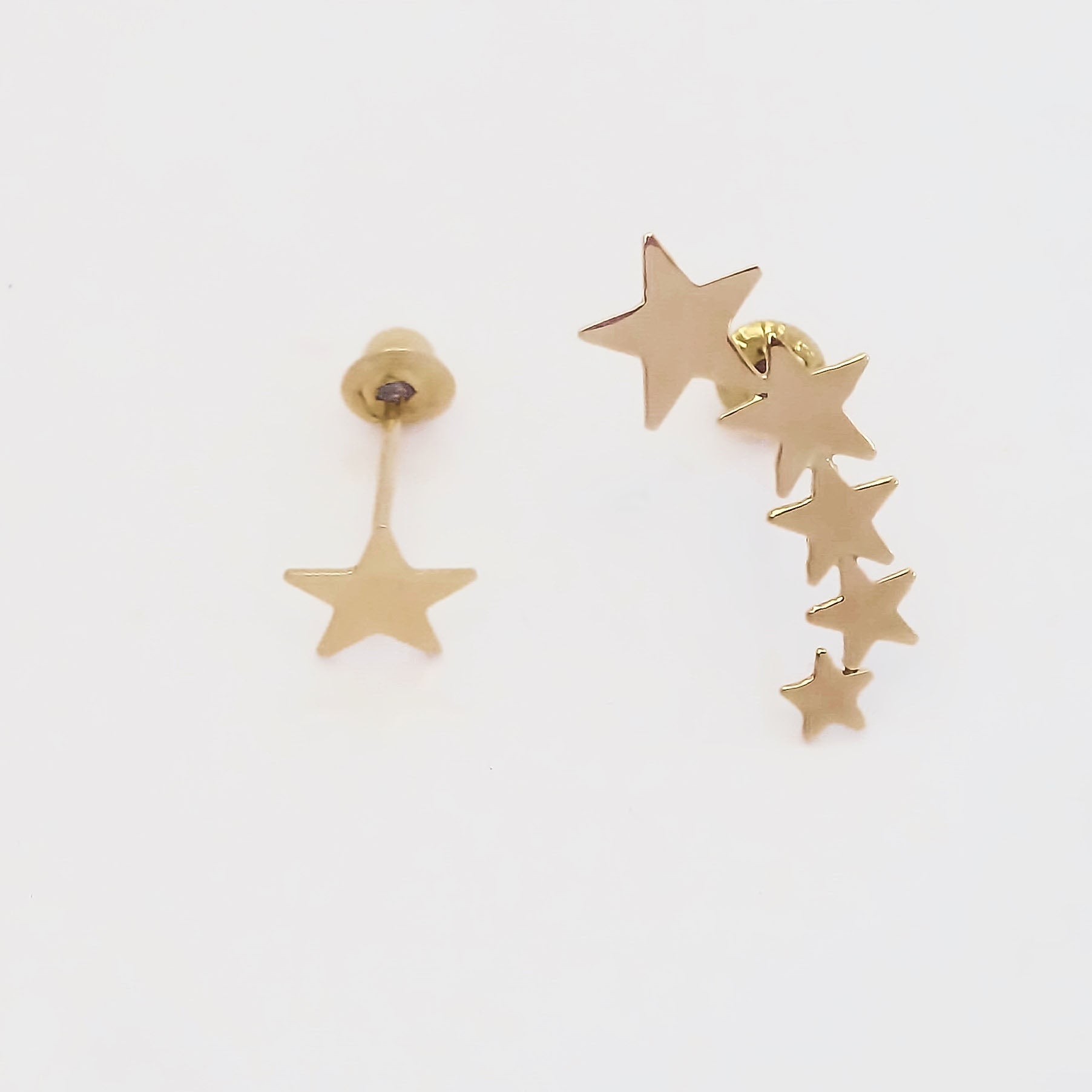 Amor Eterno - Broqueles Estrella Desigual / Aretes Oro 10k