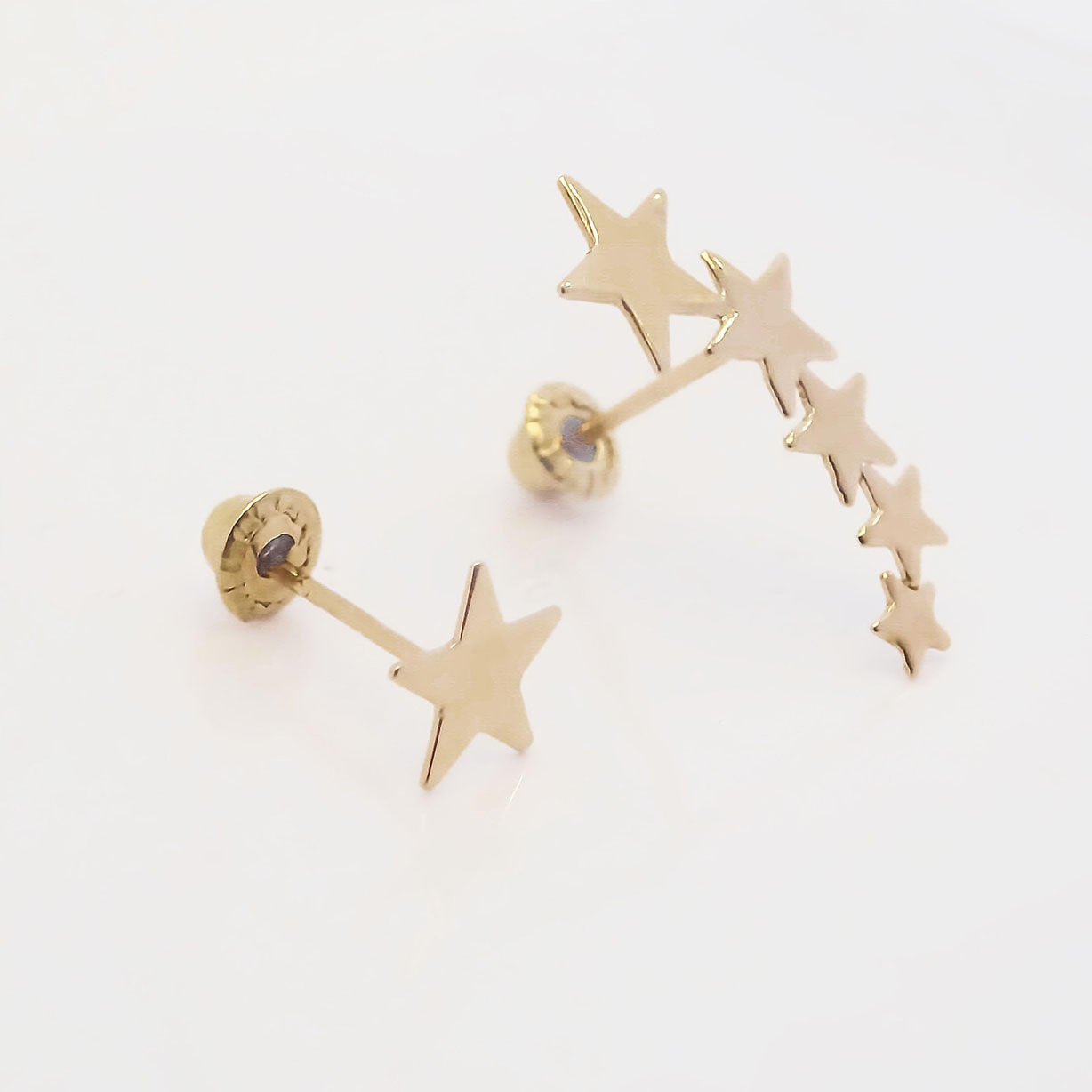 Amor Eterno - Broqueles Estrella Desigual / Aretes Oro 10k