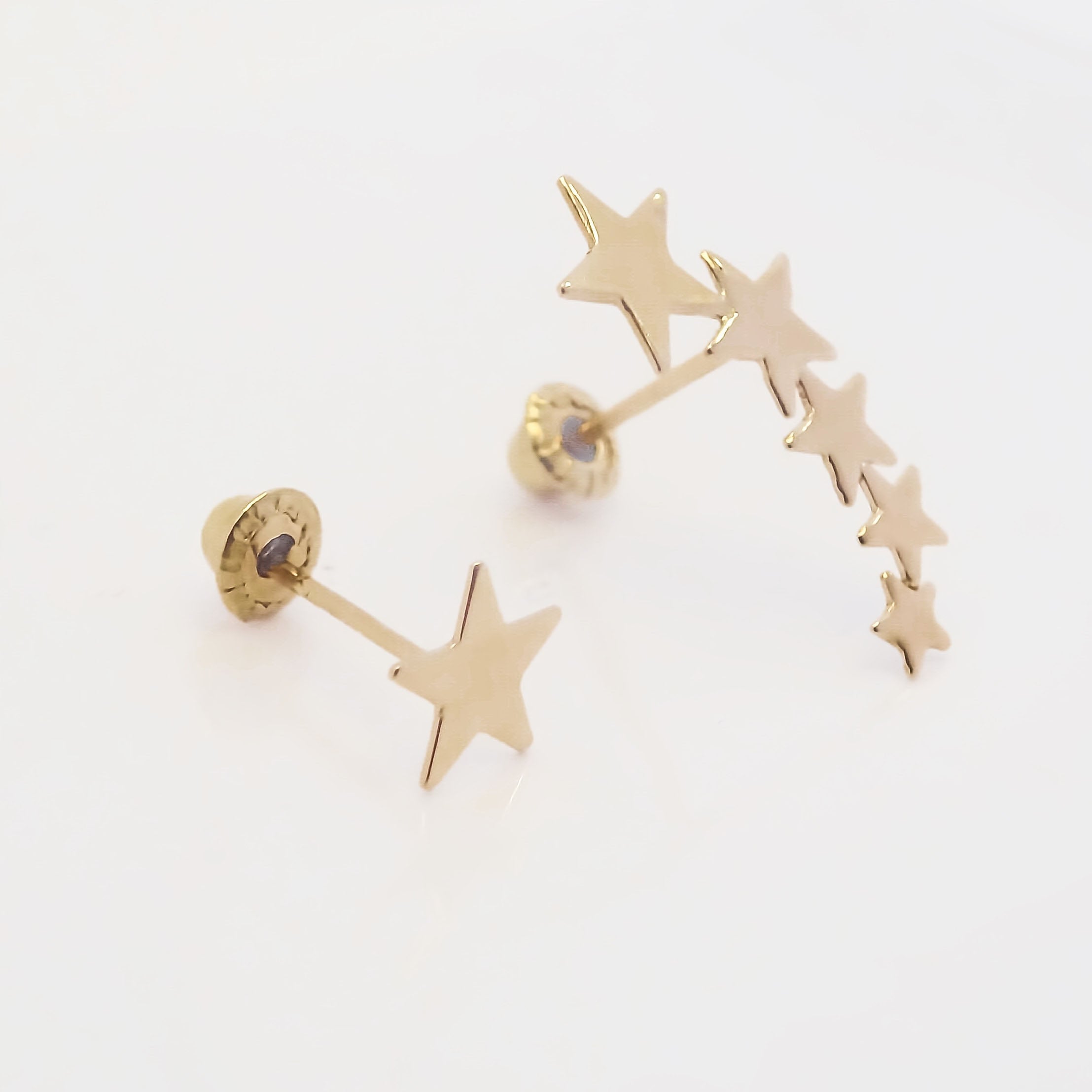 Amor Eterno - Broqueles Estrella Desigual / Aretes Oro 10k