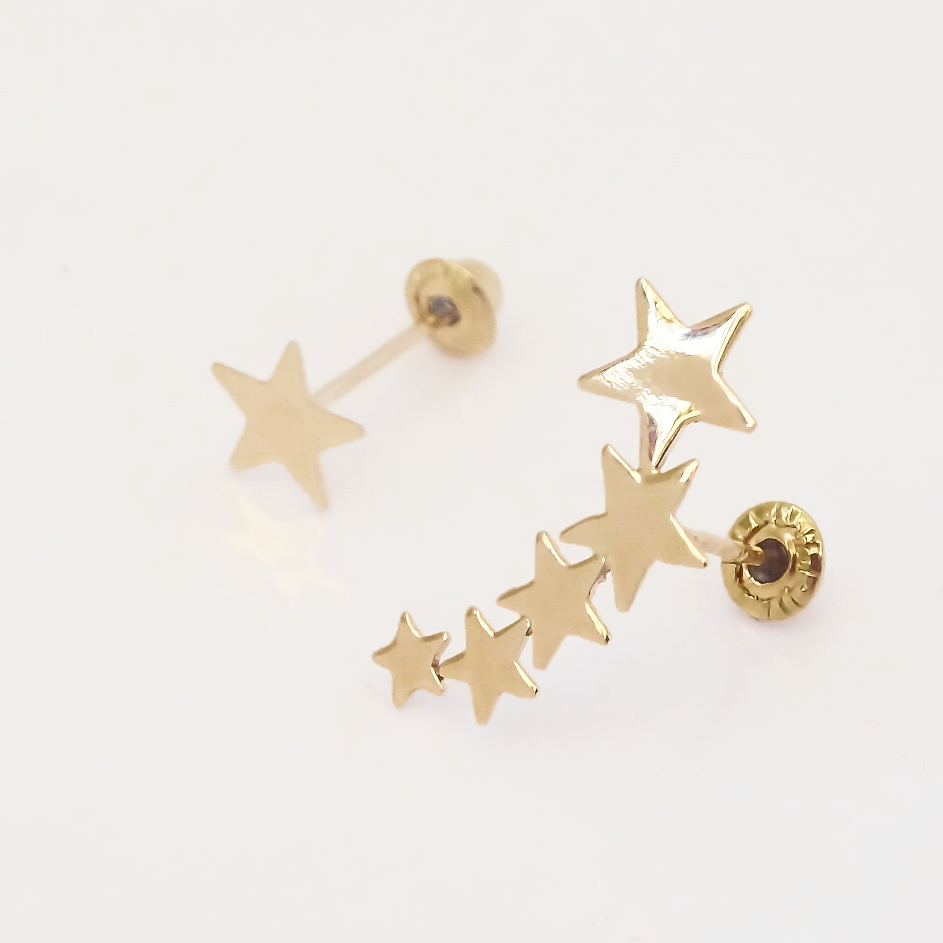 Amor Eterno - Broqueles Estrella Desigual / Aretes Oro 10k