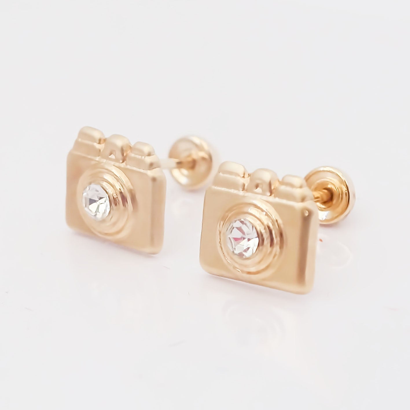 Amor Eterno - Broqueles / Cámara Fotográfica Aretes /oro 10k