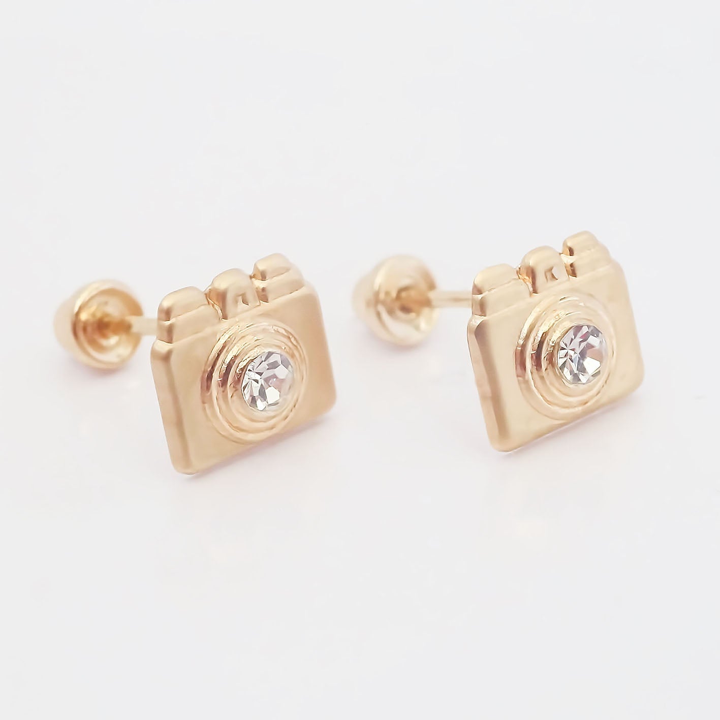 Amor Eterno - Broqueles / Cámara Fotográfica Aretes /oro 10k