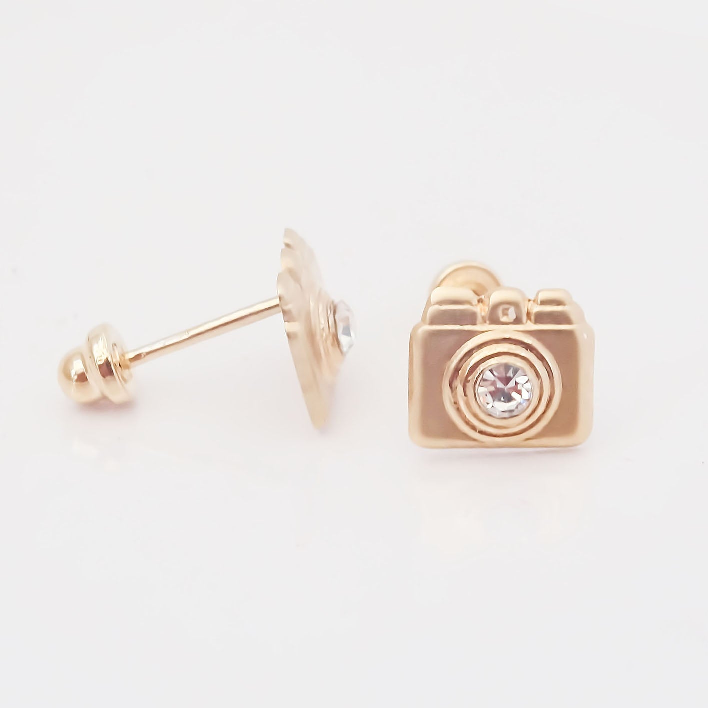 Amor Eterno - Broqueles / Cámara Fotográfica Aretes /oro 10k