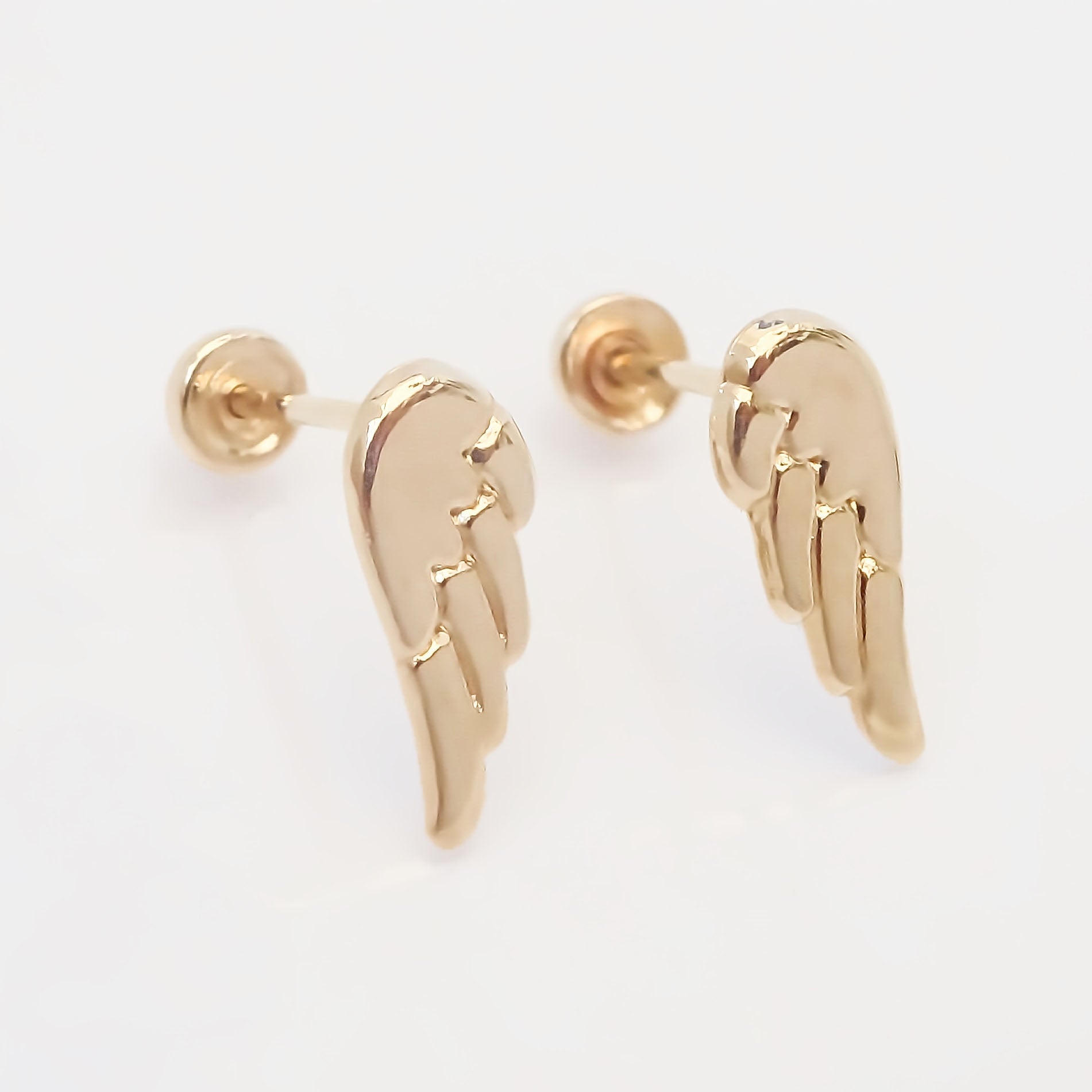 Amor Eterno - Broqueles Alas Ángel Arcangel Aretes / Oro 10k