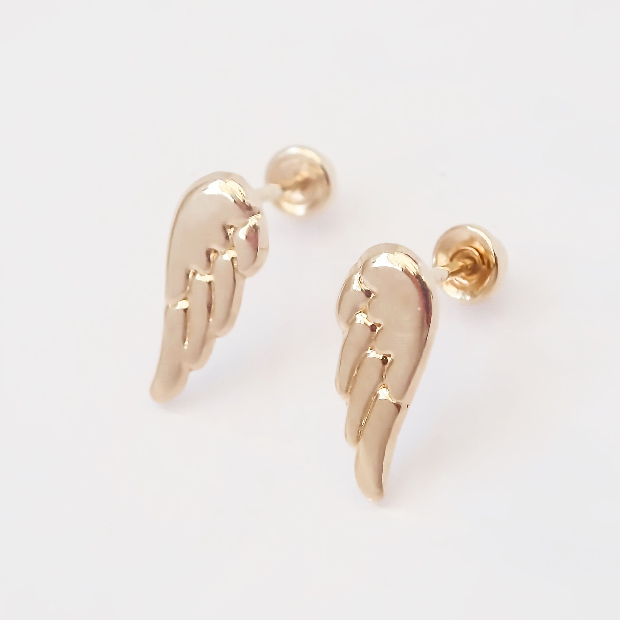 Amor Eterno - Broqueles Alas Ángel Arcangel Aretes / Oro 10k