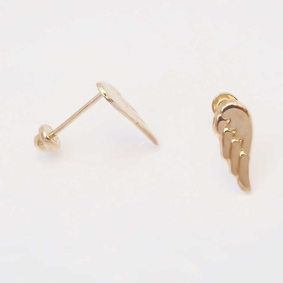 Amor Eterno - Broqueles Alas Ángel Arcangel Aretes / Oro 10k