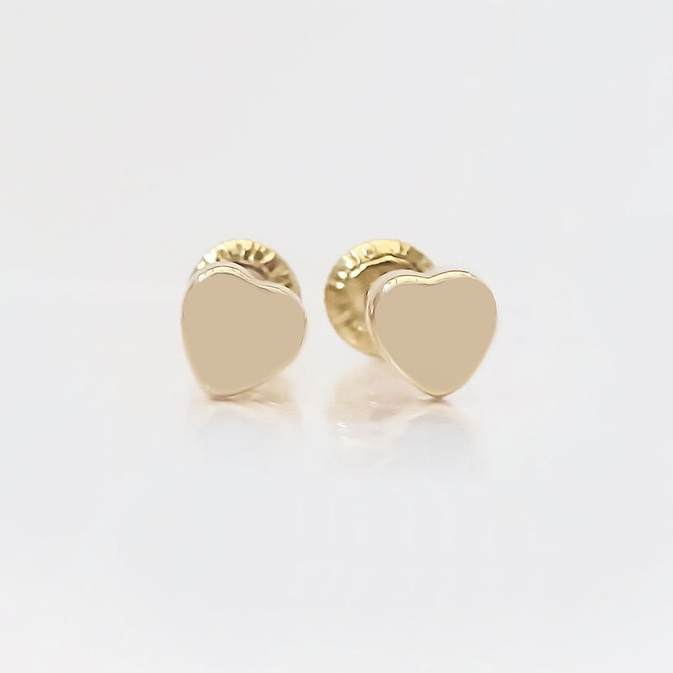 Amor Eterno - Broqueles Corazón Espejo 3mm Aretes Oro 10k