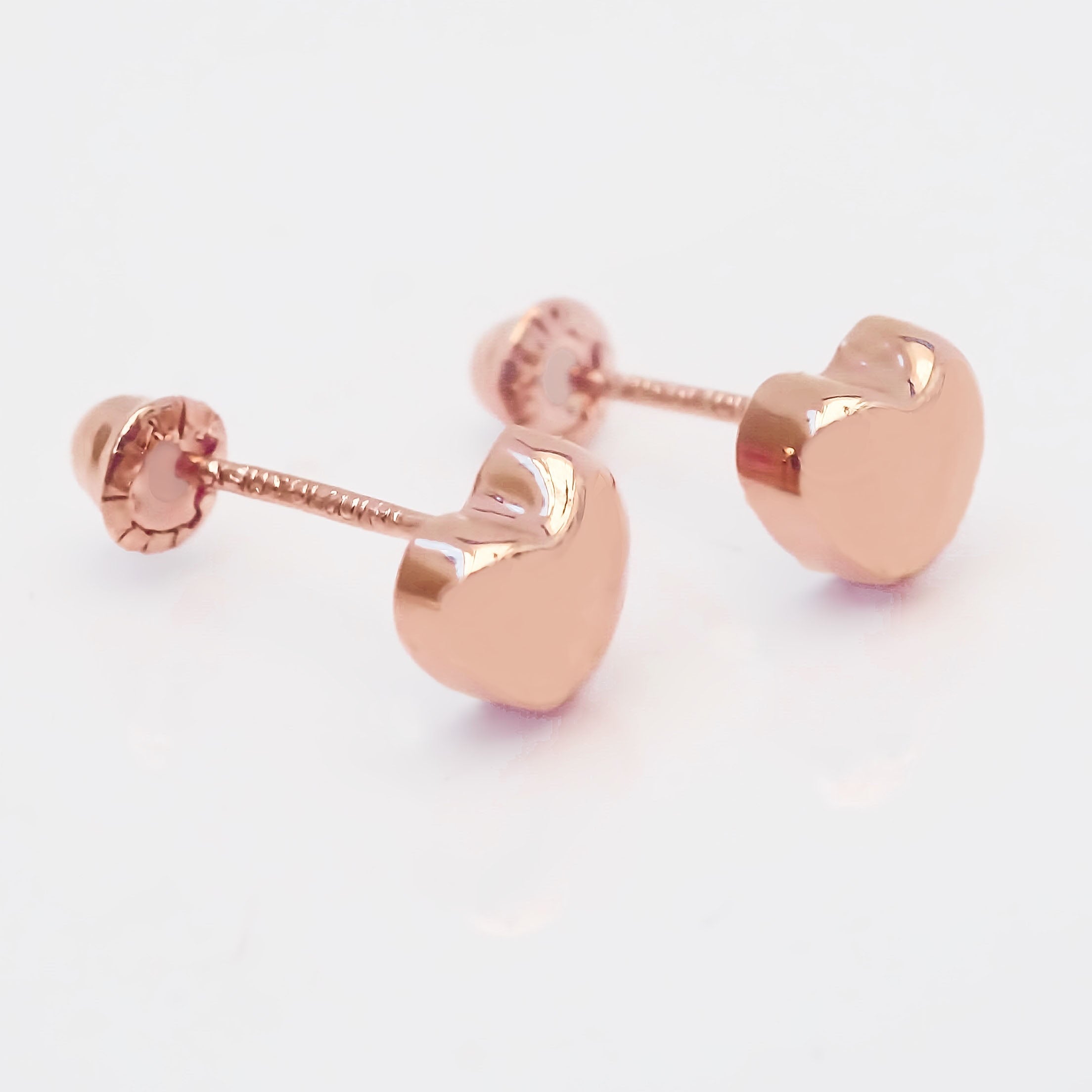 Amor Eterno - Broqueles Corazón Globo Aretes / Oro 10k / Rosa