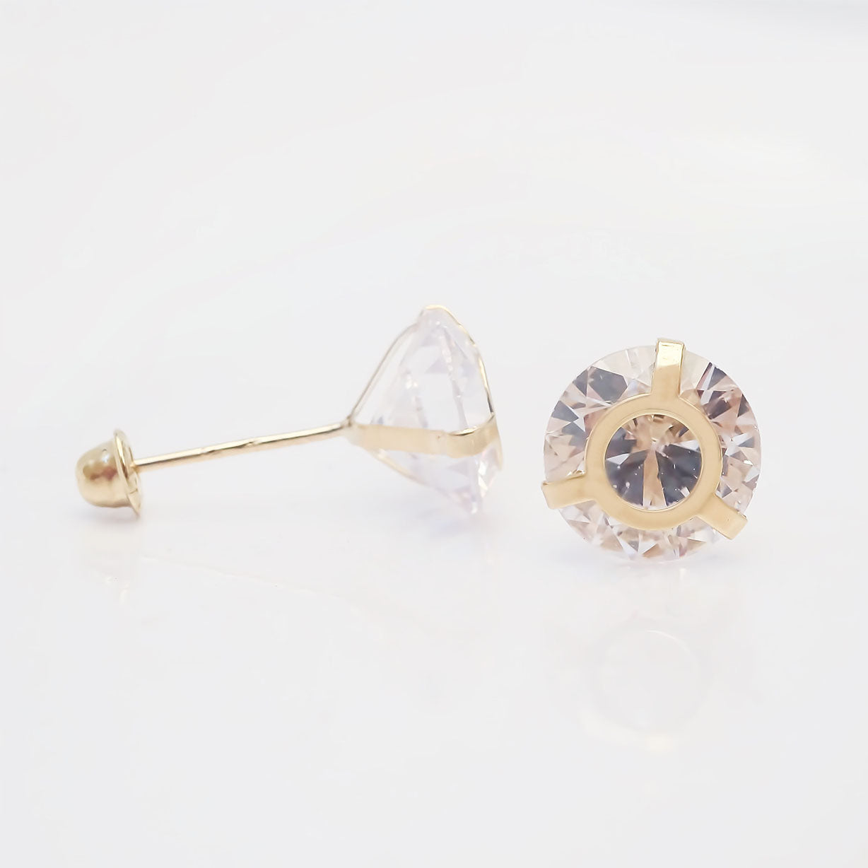 Amor Eterno - Broqueles Recto Aro 7mm / Aretes / Oro 10k