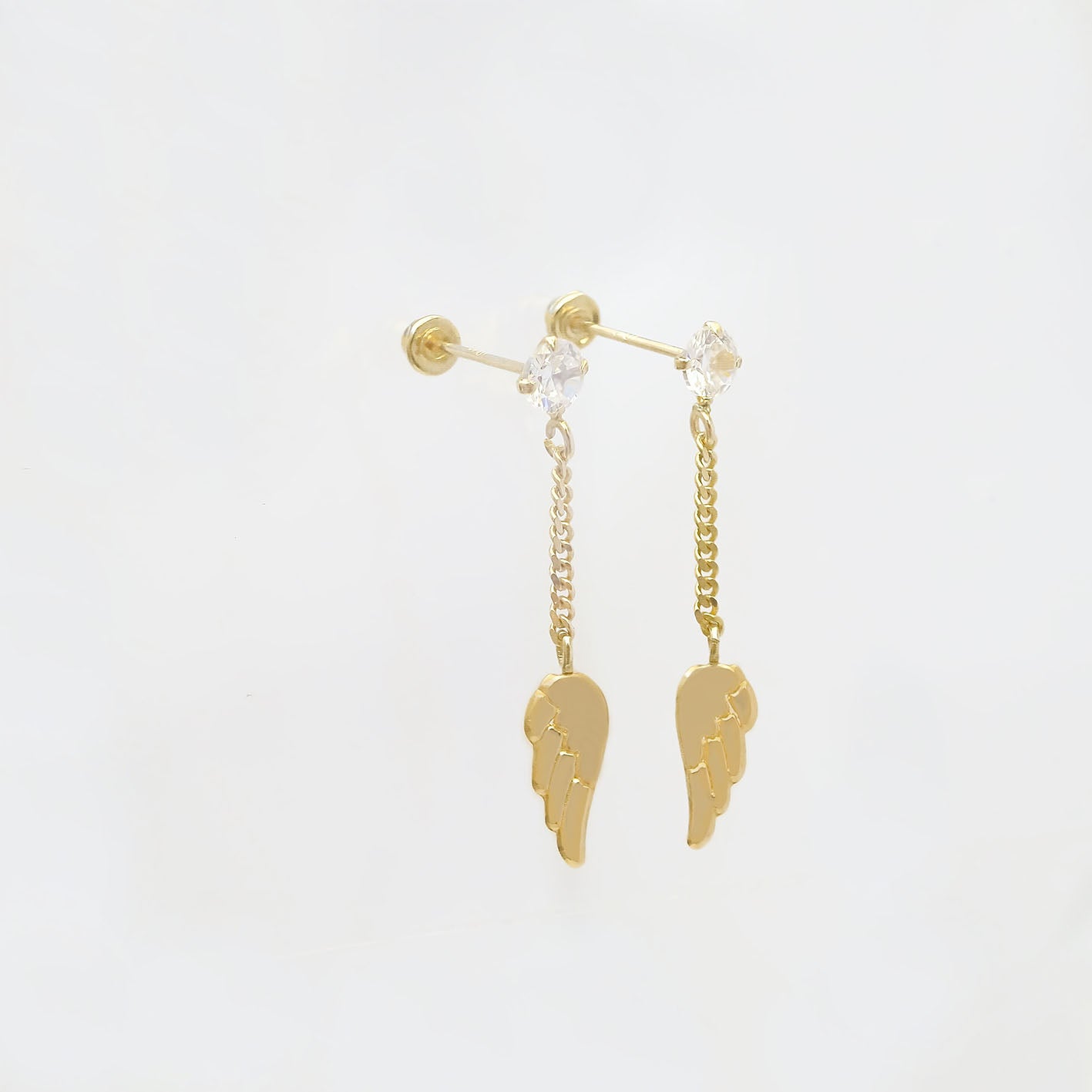 Amor Eterno - Broqueles Largos / Alas Ángel Arcangel Oro 10k