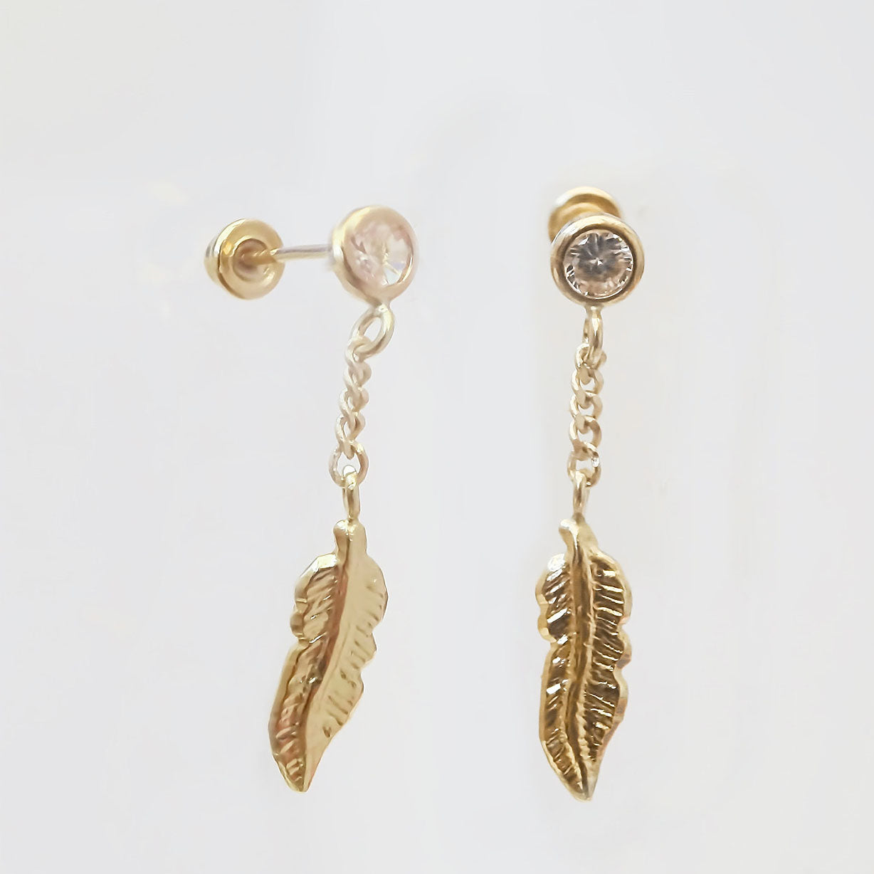Amor Eterno - Broqueles Pluma Atrapasueños Colgante Aretes 10k