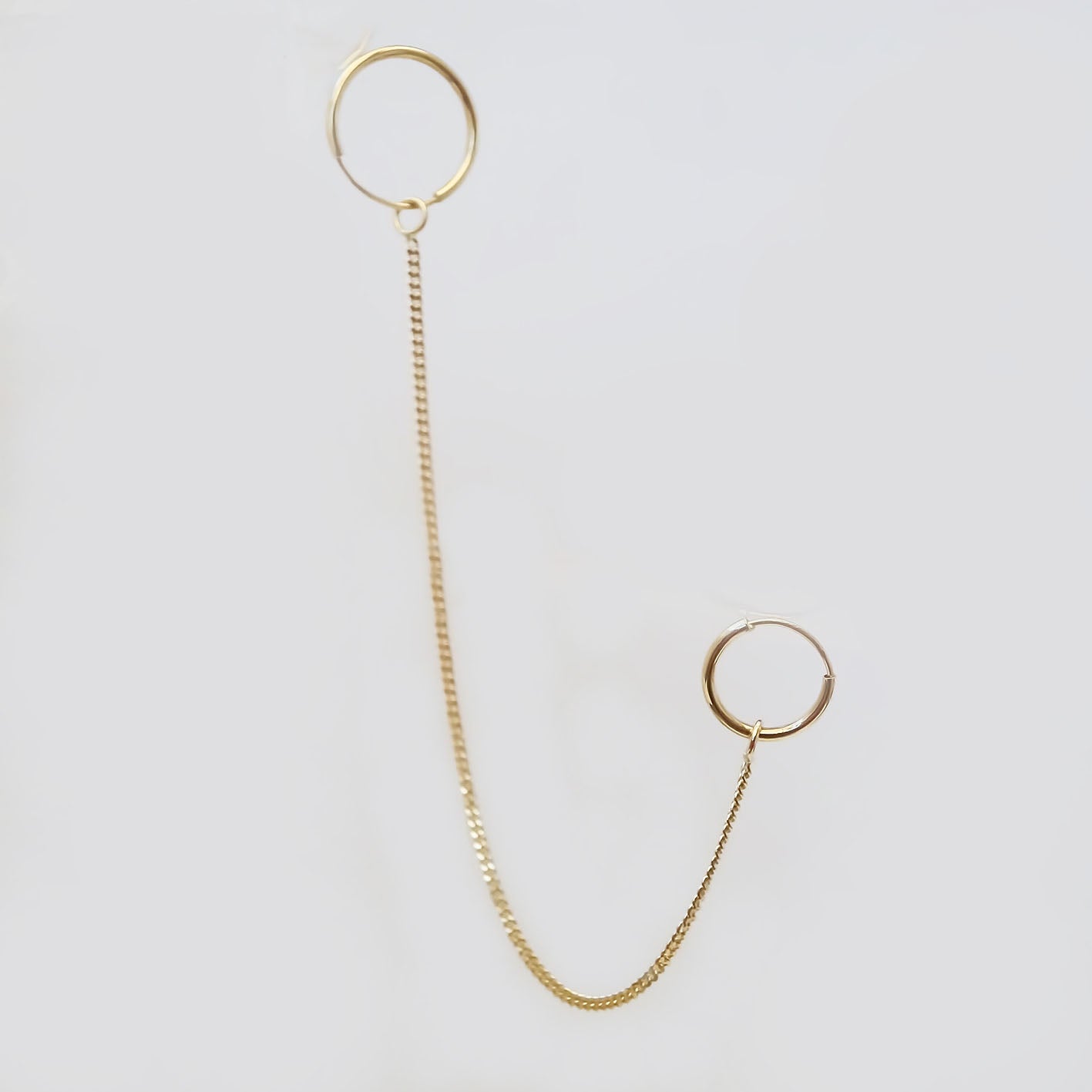 Amor Eterno - Doble Arracada Cadena Larga Piercing / Oro 10k