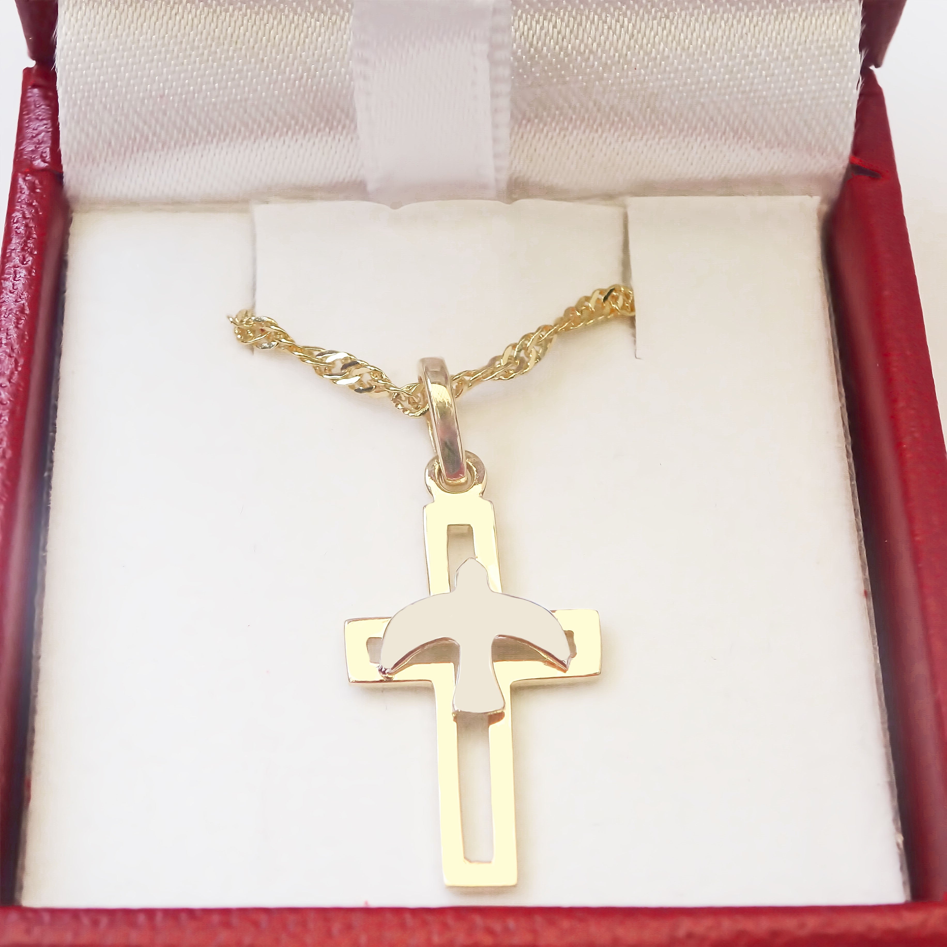 Amor Eterno - Dije Y Cadena Espíritu Santo / Oro Sólido 10k