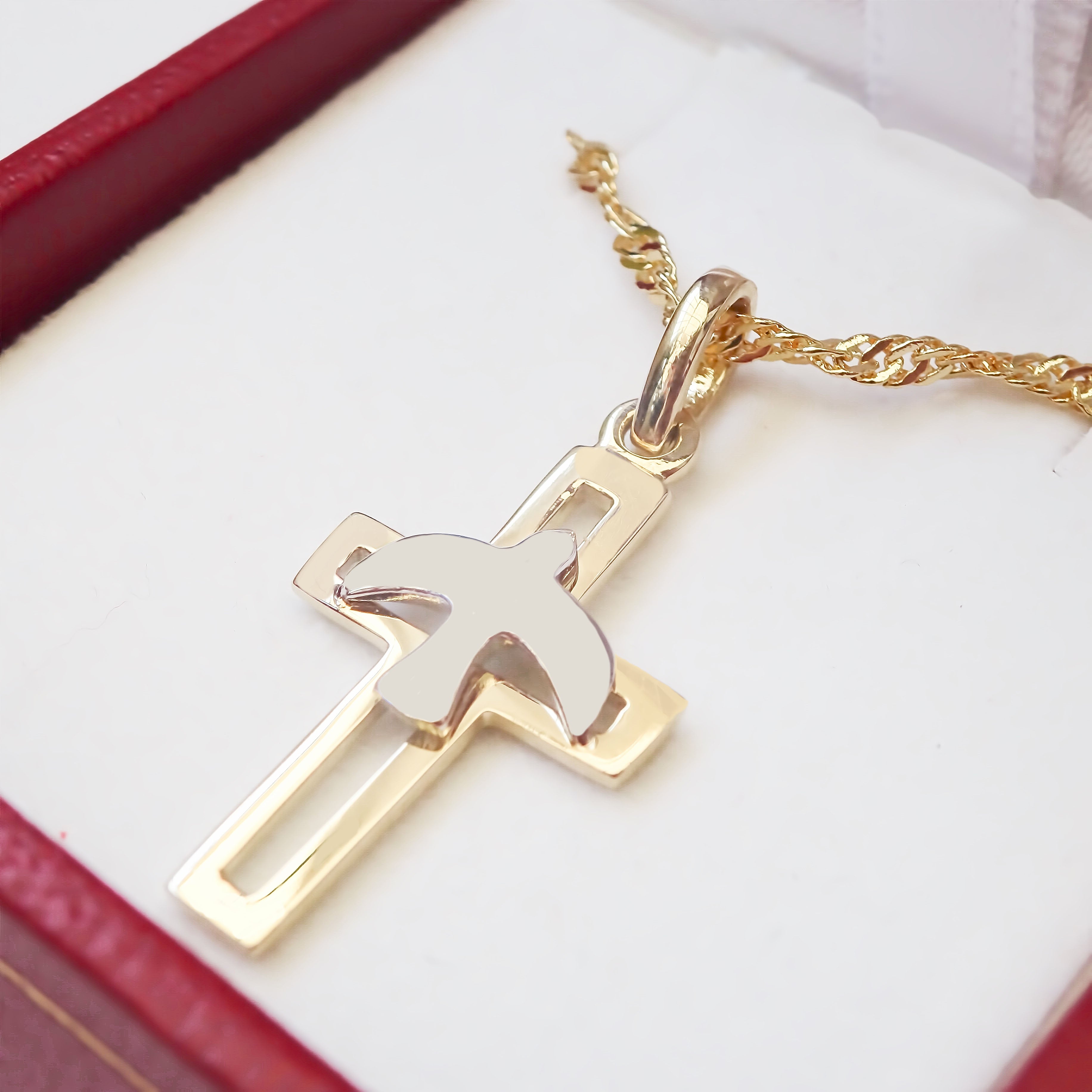 Amor Eterno - Dije Y Cadena Espíritu Santo / Oro Sólido 10k