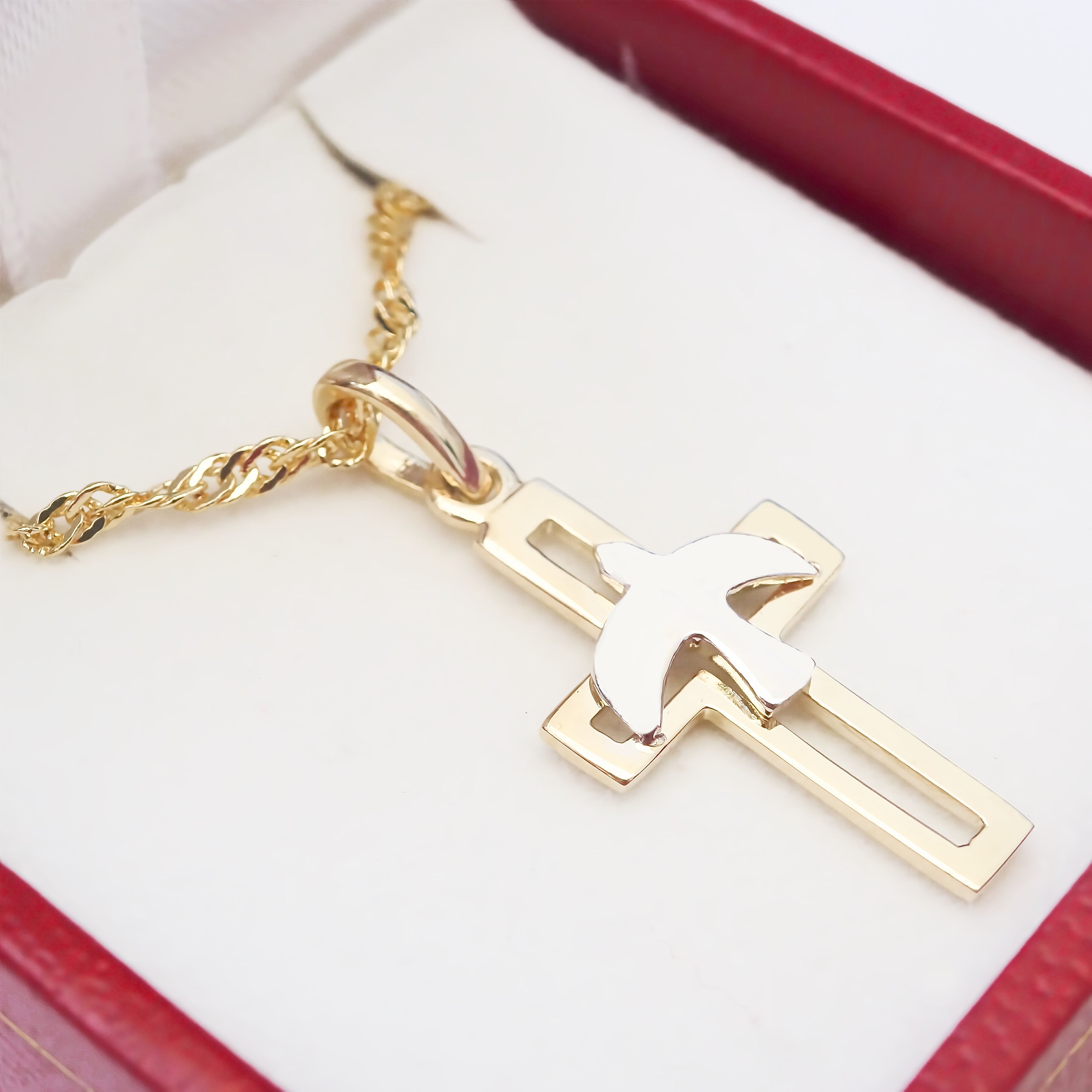 Amor Eterno - Dije Y Cadena Espíritu Santo / Oro Sólido 10k