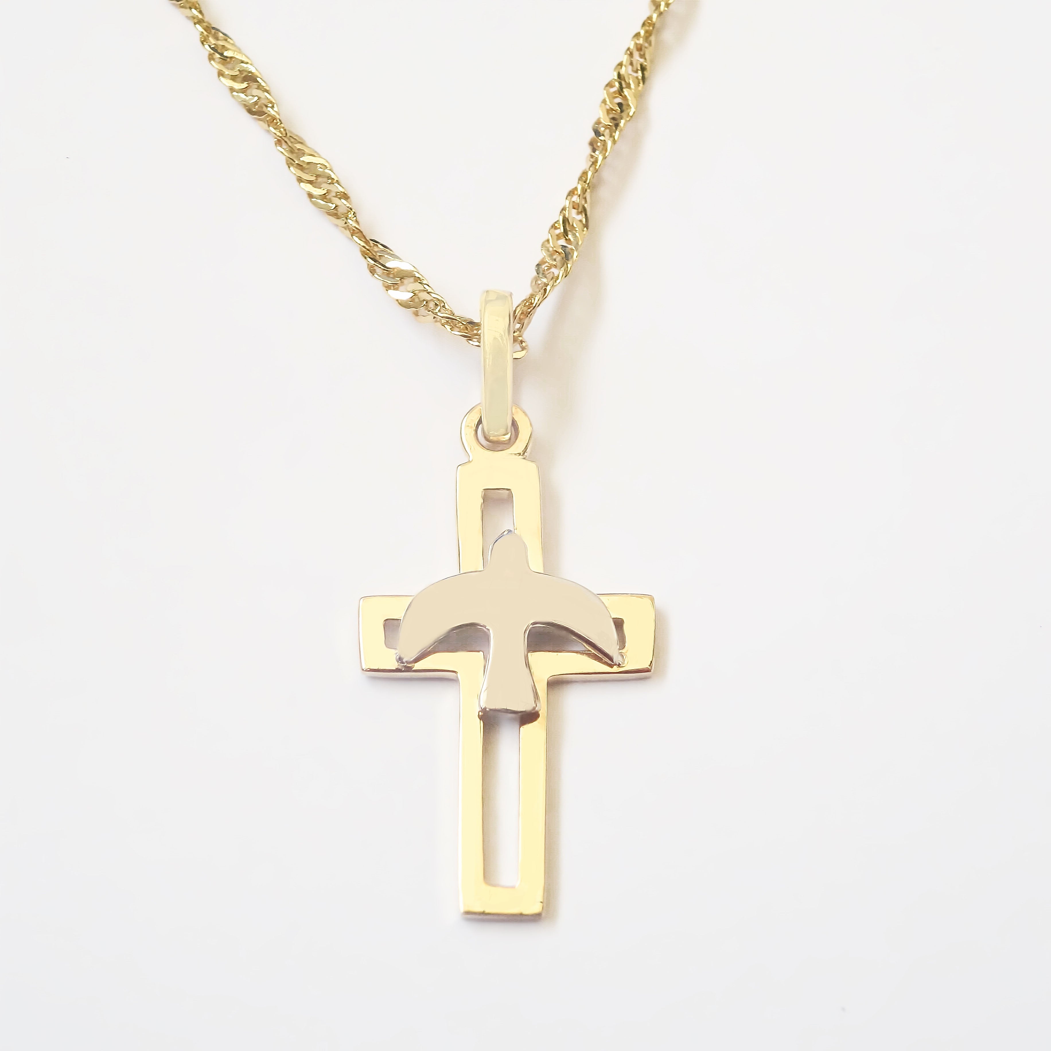 Amor Eterno - Dije Y Cadena Espíritu Santo / Oro Sólido 10k