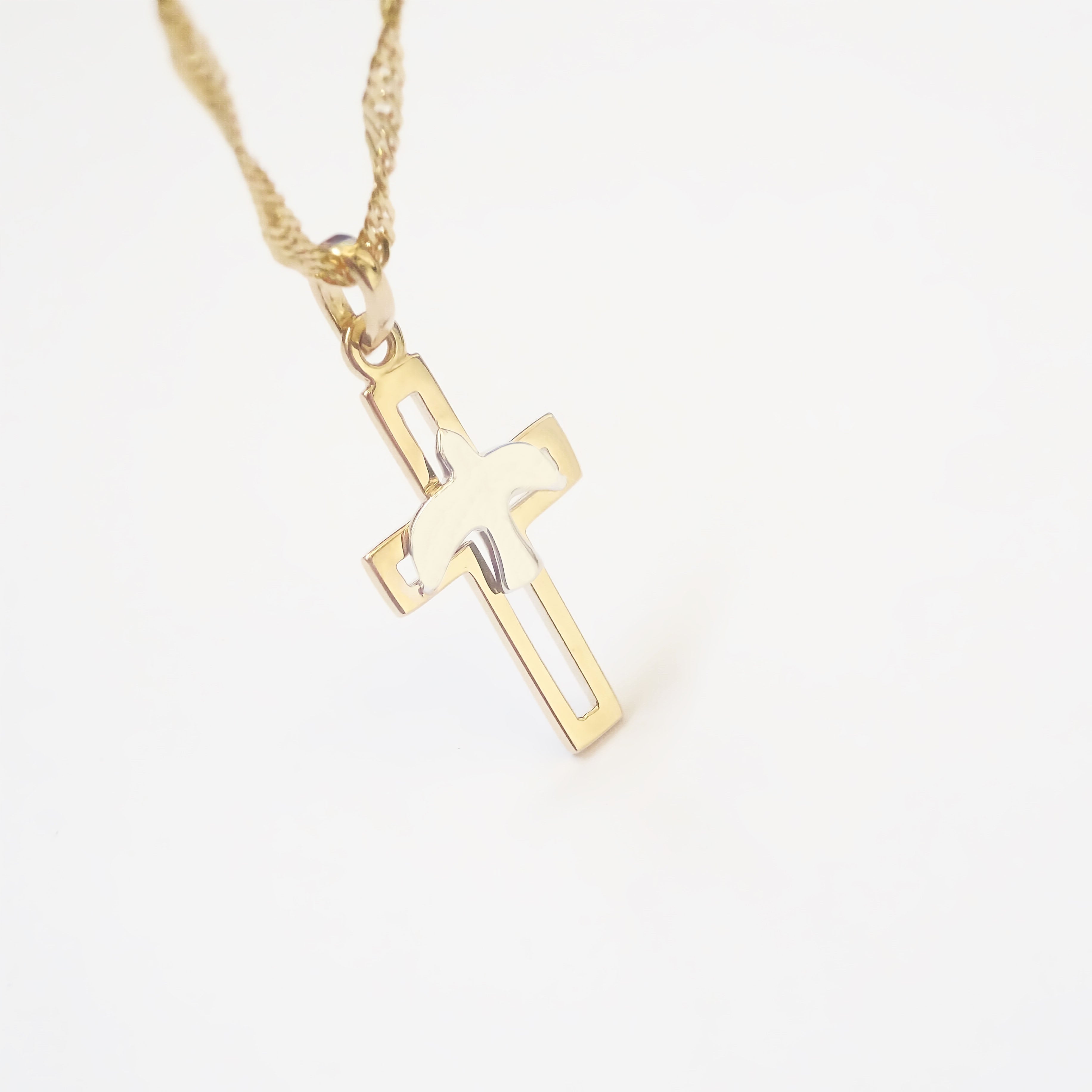 Amor Eterno - Dije Y Cadena Espíritu Santo / Oro Sólido 10k
