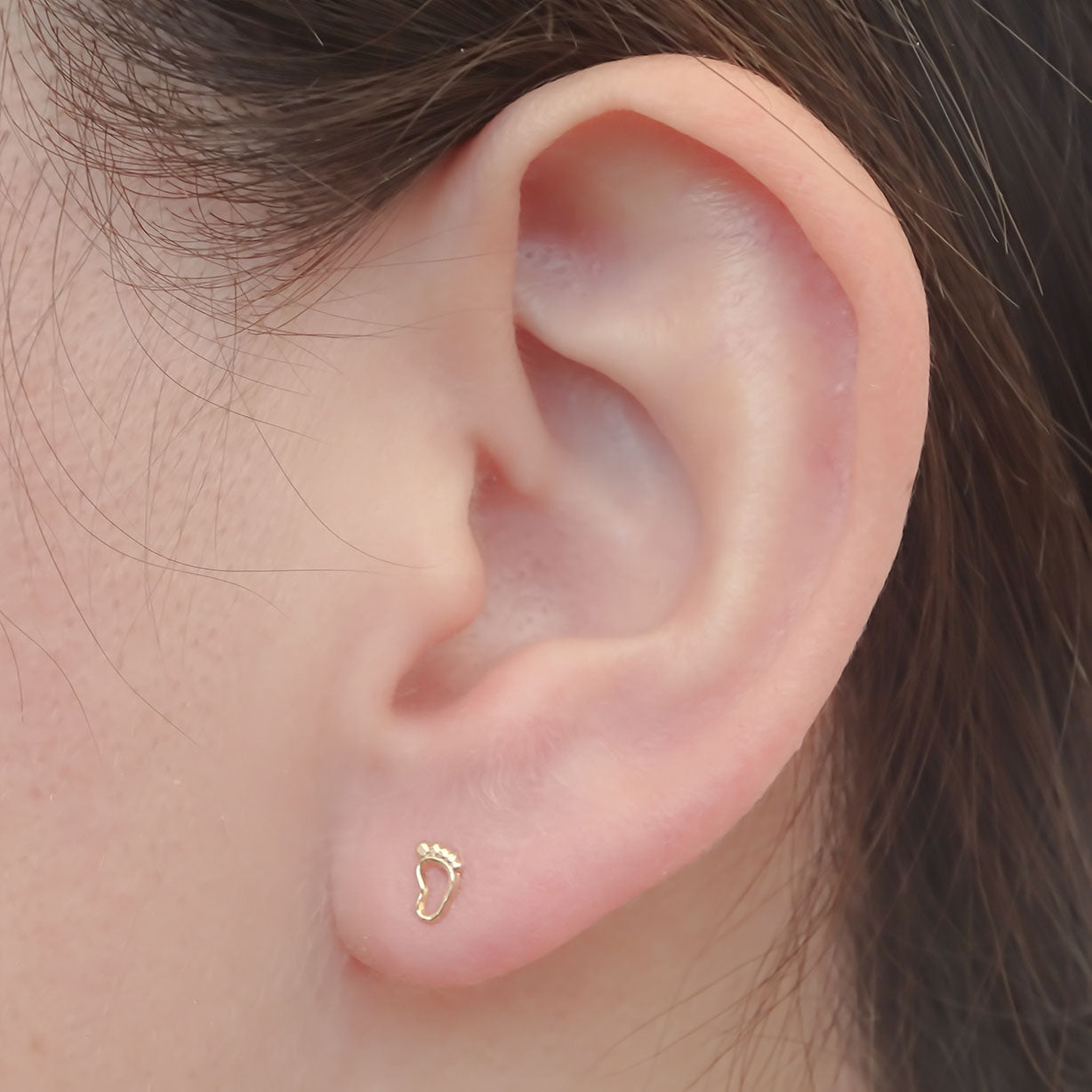 Amor Eterno - Broqueles Pies Piecito Huella Aretes Oro 10k