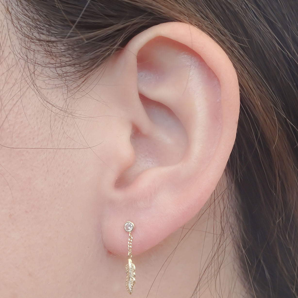 Amor Eterno - Broqueles Pluma Atrapasueños Colgante Aretes 10k