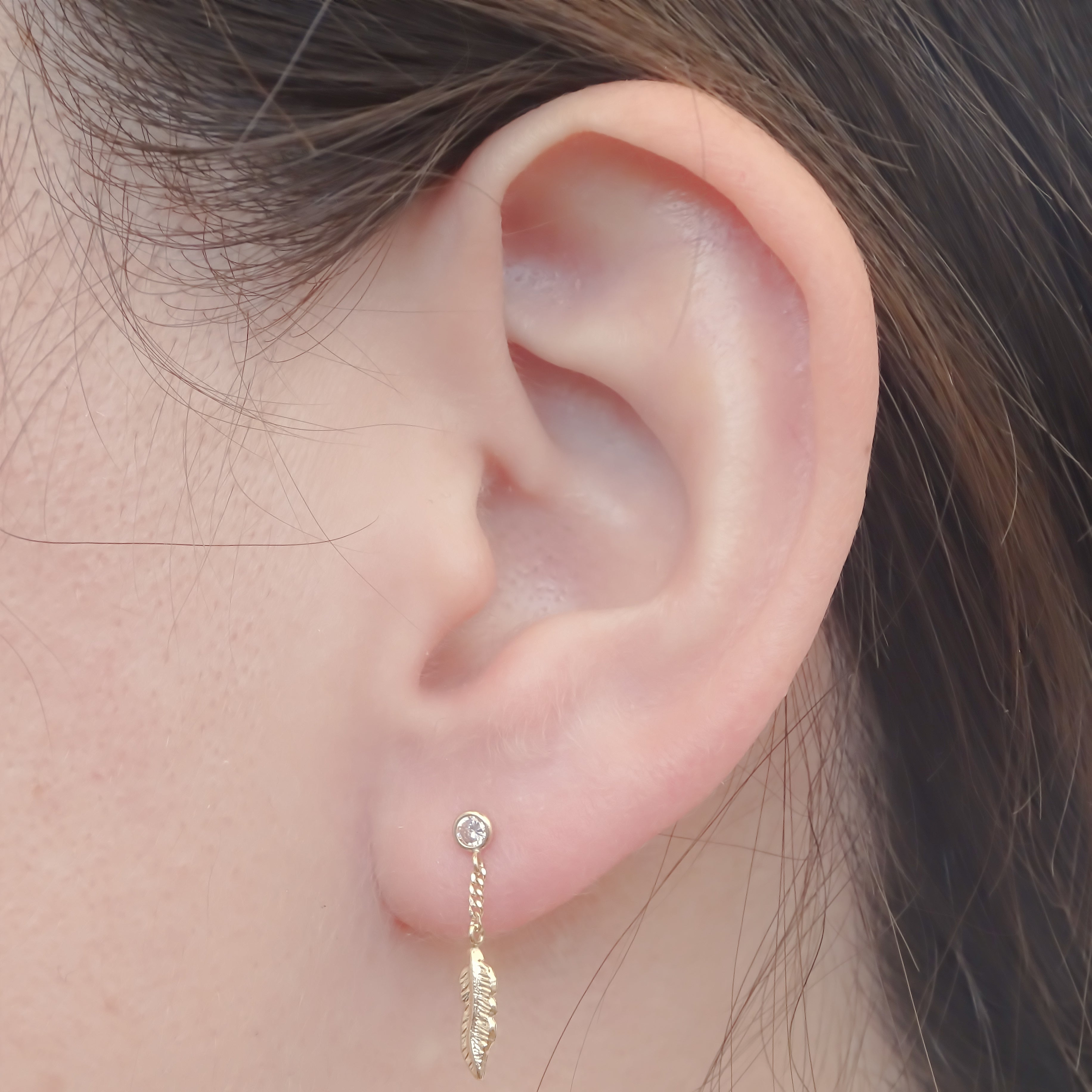 Amor Eterno - Broqueles Pluma Atrapasueños Colgante Aretes 10k
